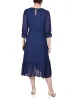 Navy 3/4 Sleeve V-Neck Flounced Dress sold by Dress Barn
