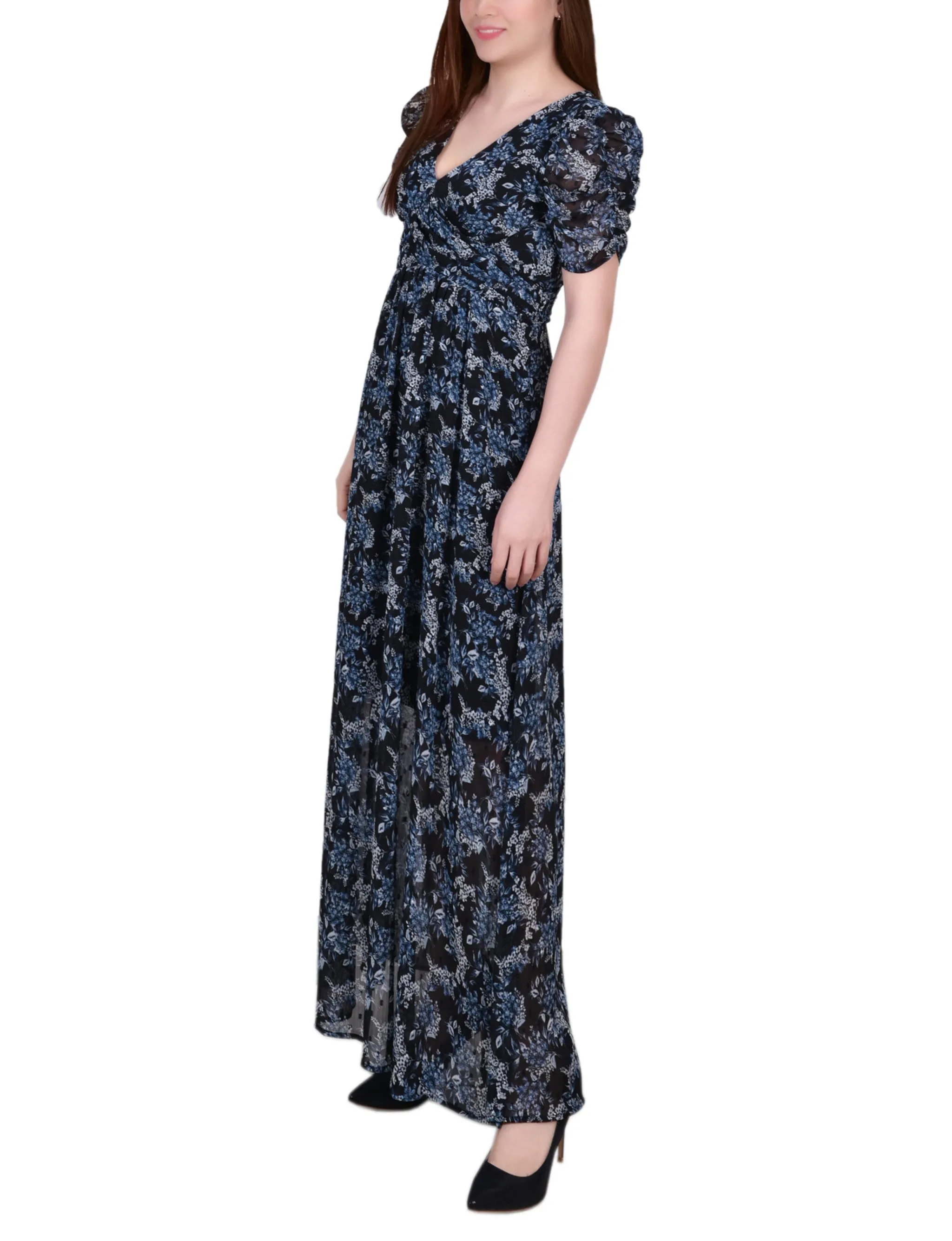 Navy Floral Puff Sleeve Maxi sold by Dress Barn product image thumbnail 2