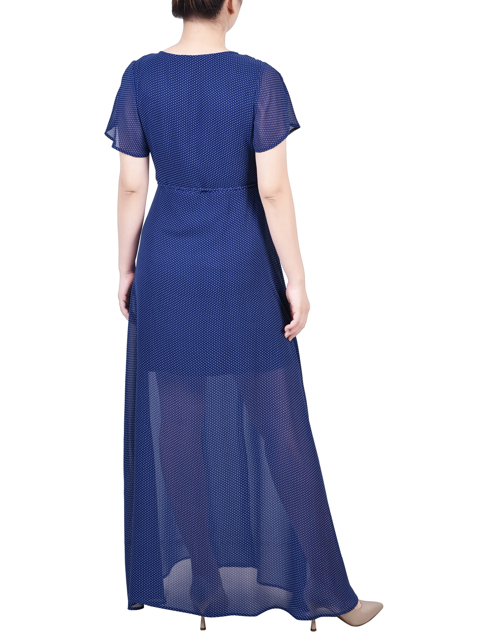 Navy Taranto Short Sleeve Chiffon Wrap Maxi Dress sold by Dress Barn product image thumbnail 3