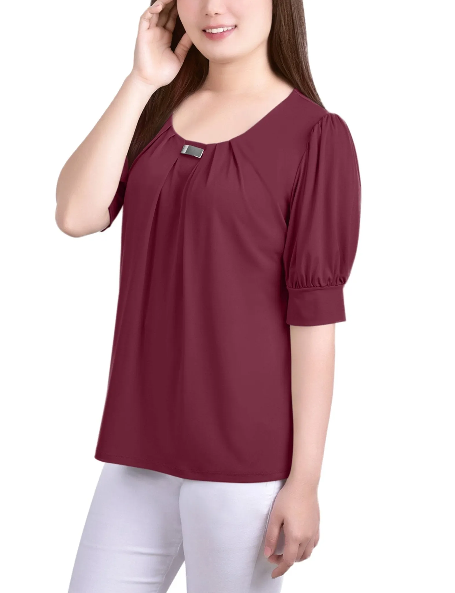 Rhododendron Short Sleeve Balloon Sleeve Top With Hardware sold by Dress Barn product image thumbnail 2