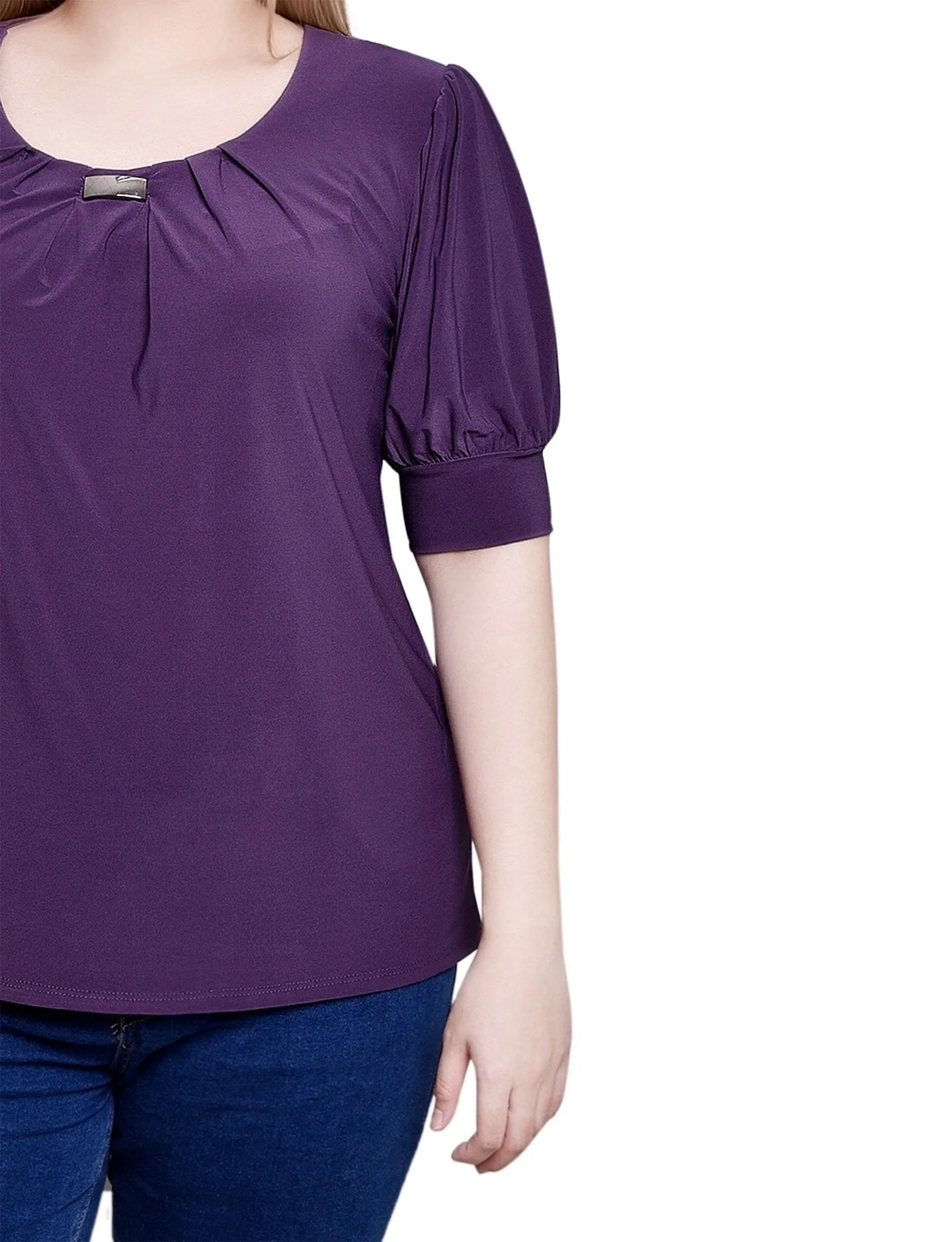 Nightshade Short Sleeve Balloon Sleeve Top With Hardware sold by Dress Barn product image thumbnail 3