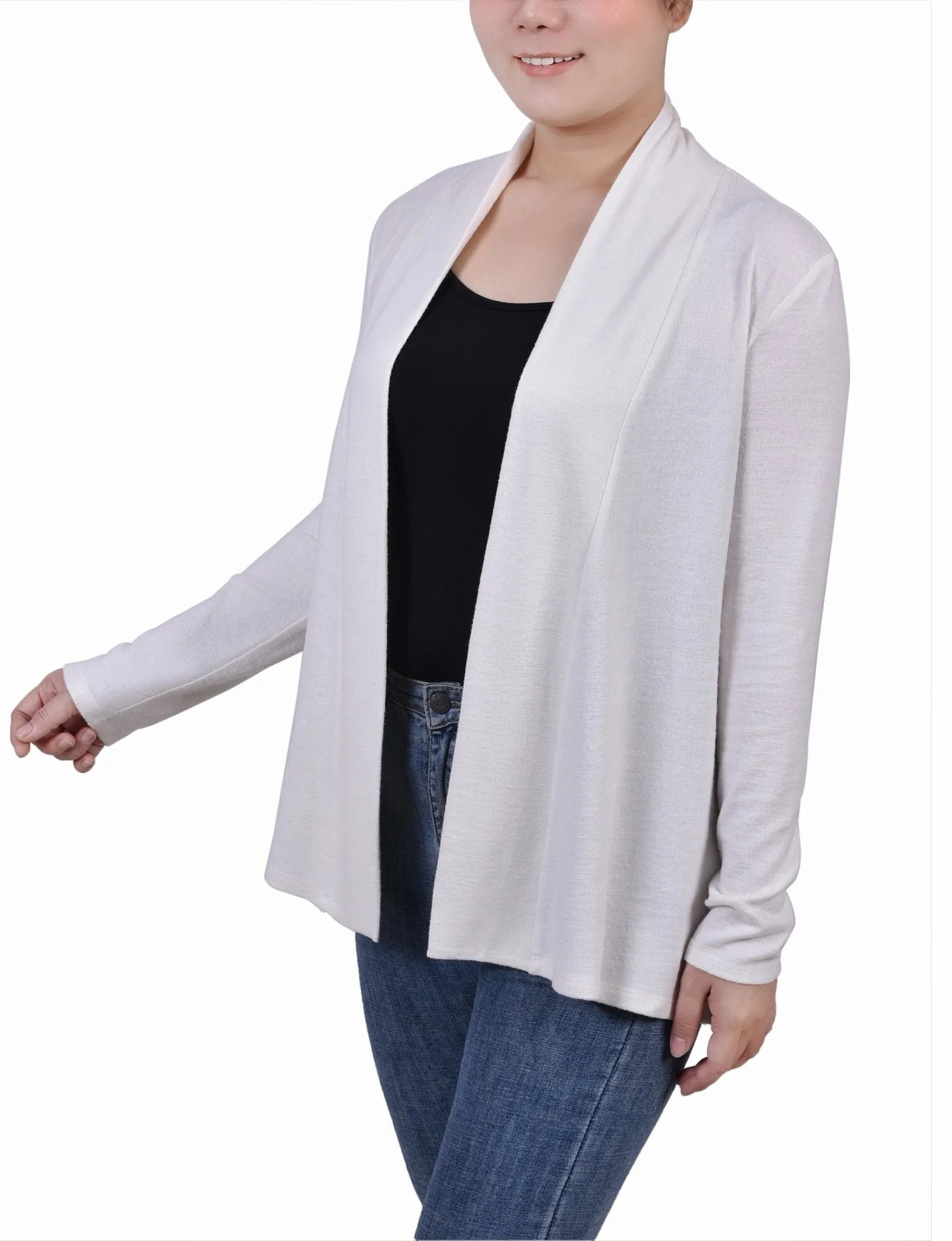 White Long Sleeve Swing Cardigan sold by Dress Barn product image thumbnail 2