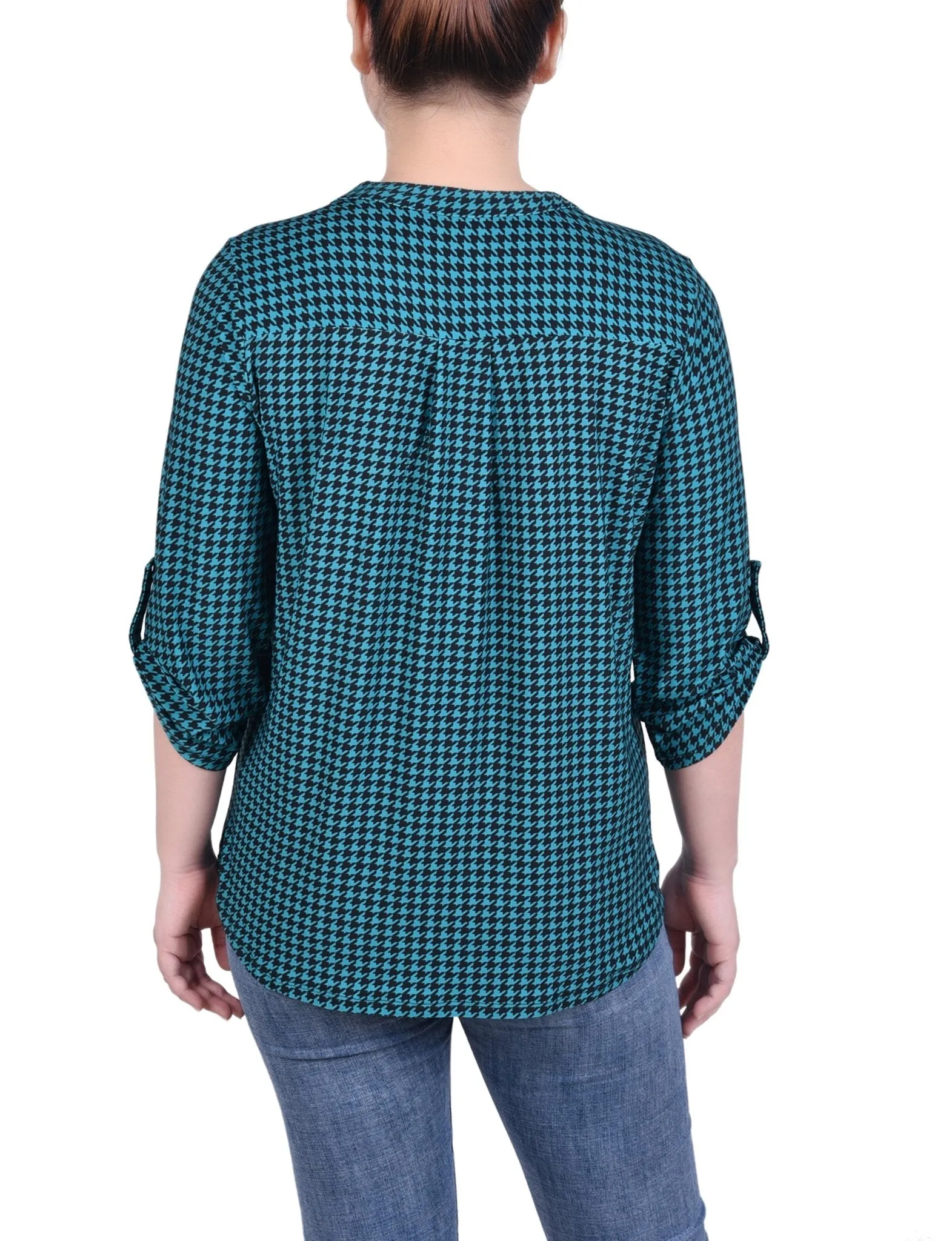 Fanfare Black Houndstooth Long Tab-Sleeve Top With Pockets sold by Dress Barn product image thumbnail 4