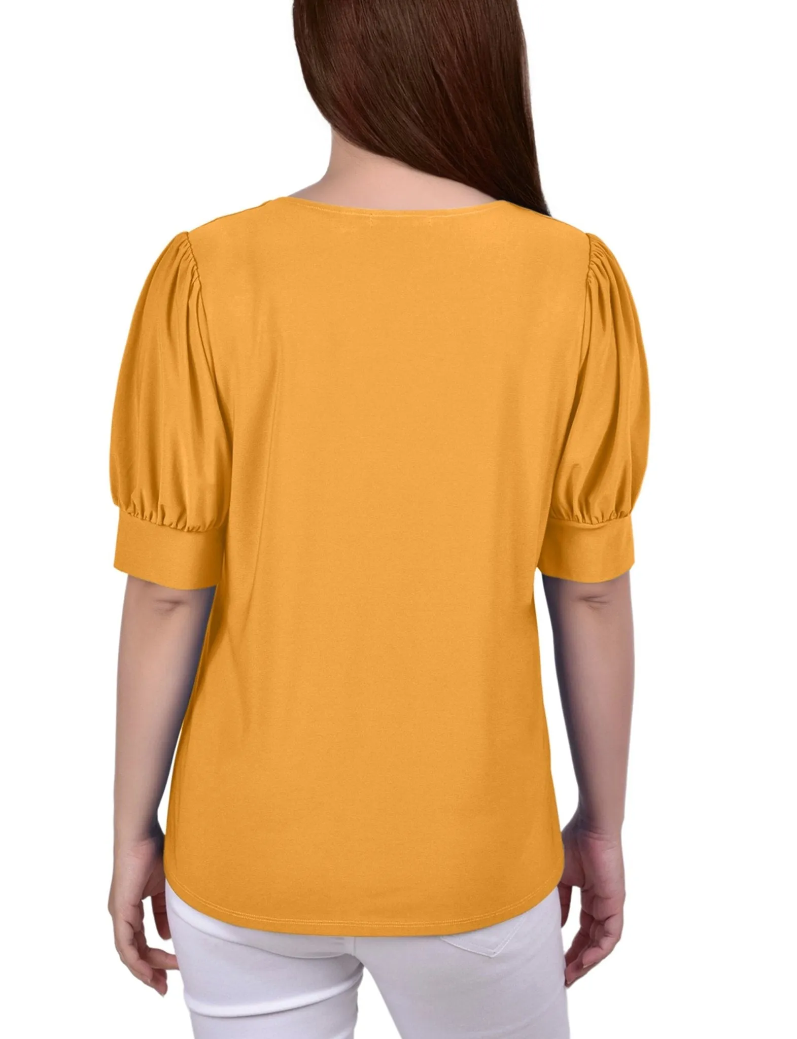 Golden Glow Short Sleeve Balloon Sleeve Top With Hardware sold by Dress Barn product image thumbnail 4