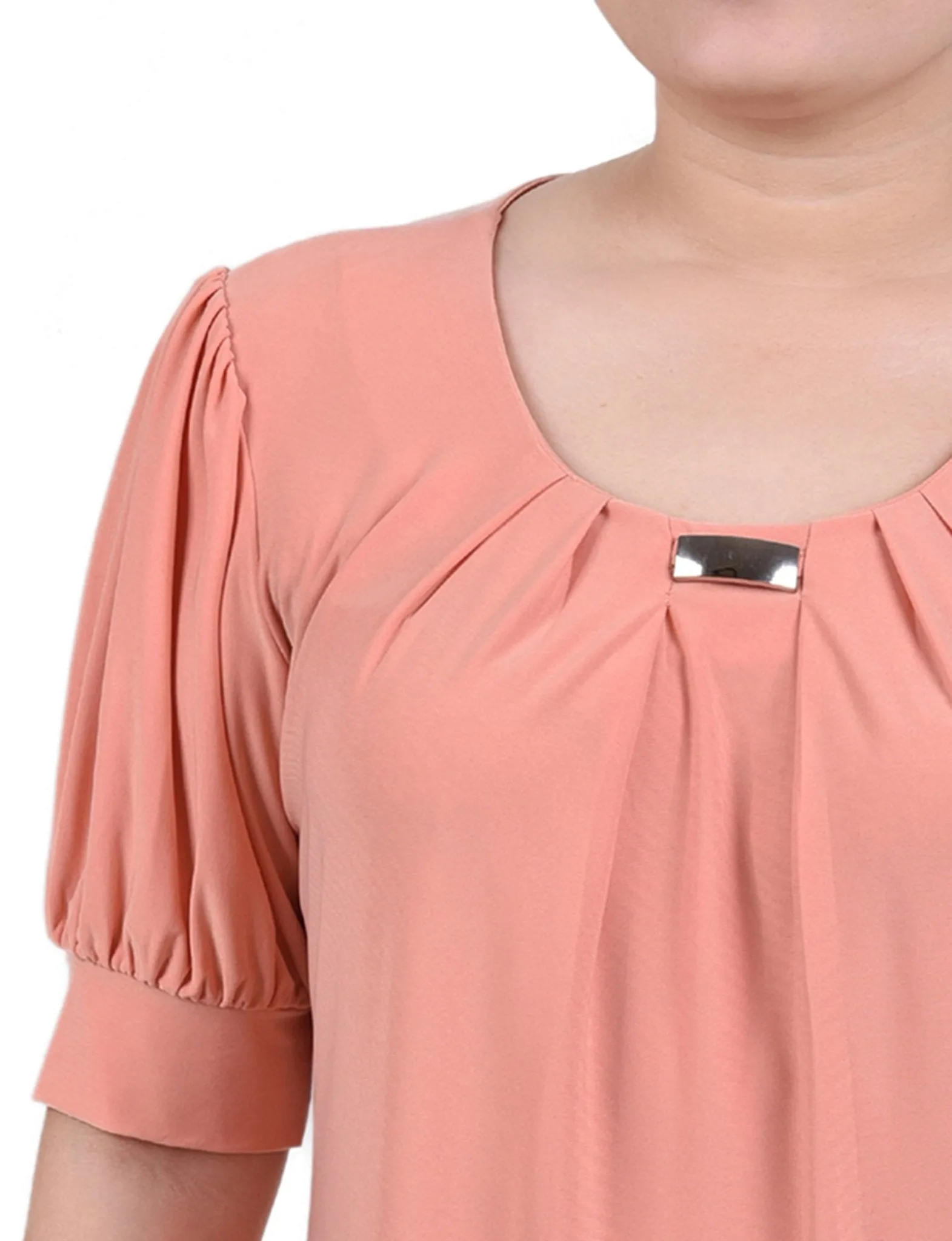 Canyon Sunset Short Sleeve Balloon Sleeve Top With Hardware sold by Dress Barn product image thumbnail 3