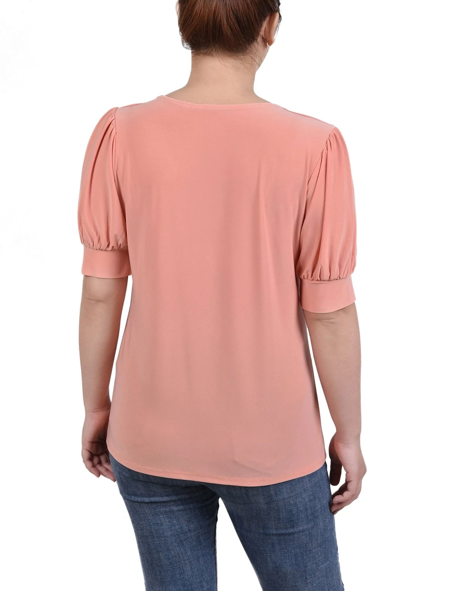 Canyon Sunset Short Sleeve Balloon Sleeve Top With Hardware sold by Dress Barn product image thumbnail 4