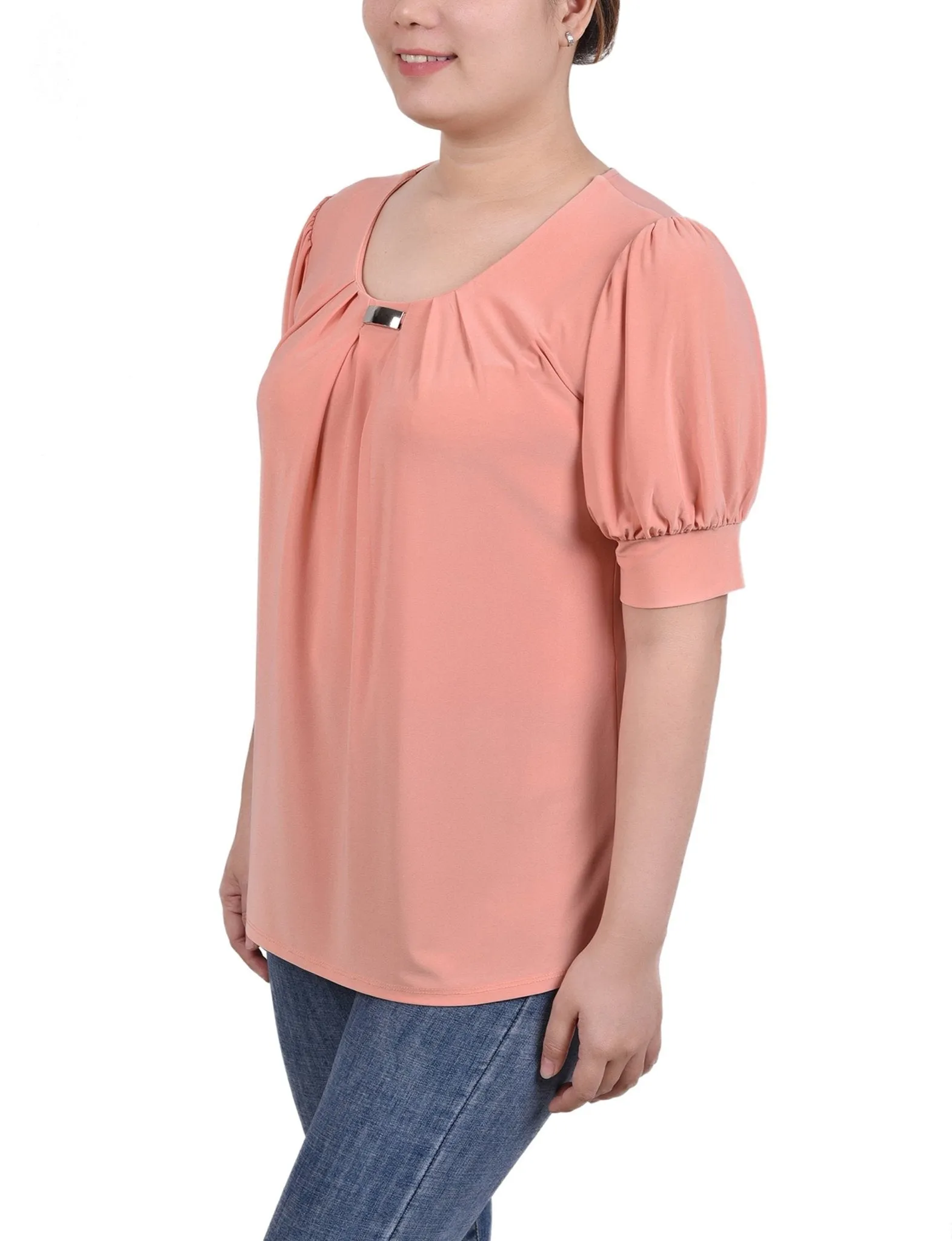 Canyon Sunset Short Sleeve Balloon Sleeve Top With Hardware sold by Dress Barn product image thumbnail 2