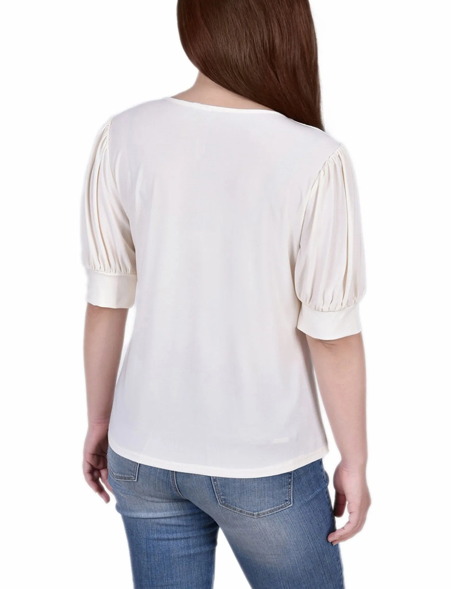 Pristine Short Sleeve Balloon Sleeve Top With Hardware sold by Dress Barn product image thumbnail 4