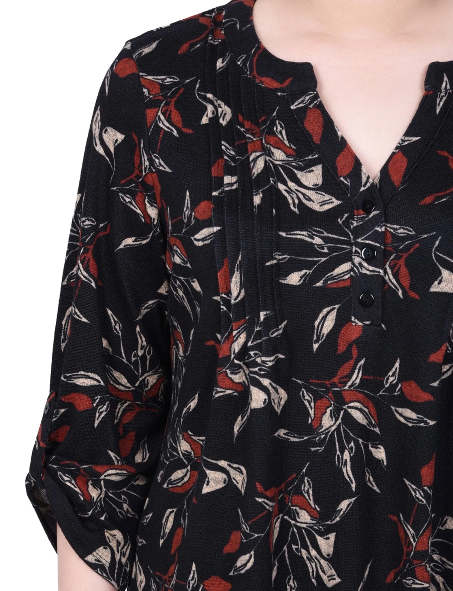 Black Orange Ivory Floral 3/4 Length Pearl Detail Dress sold by Dress Barn product image thumbnail 3