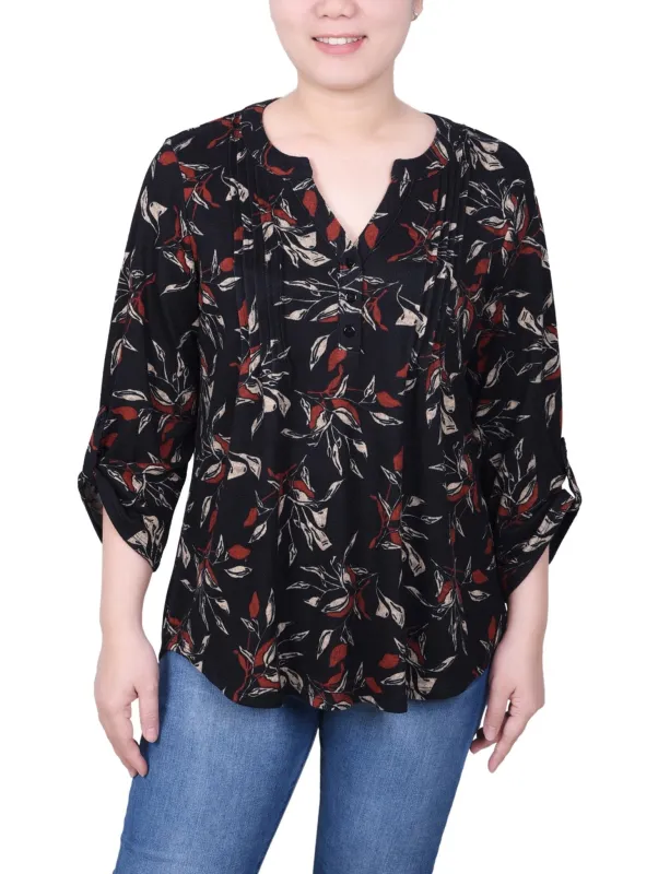 Black Orange Ivory Floral 3/4 Length Pearl Detail Dress sold by Dress Barn