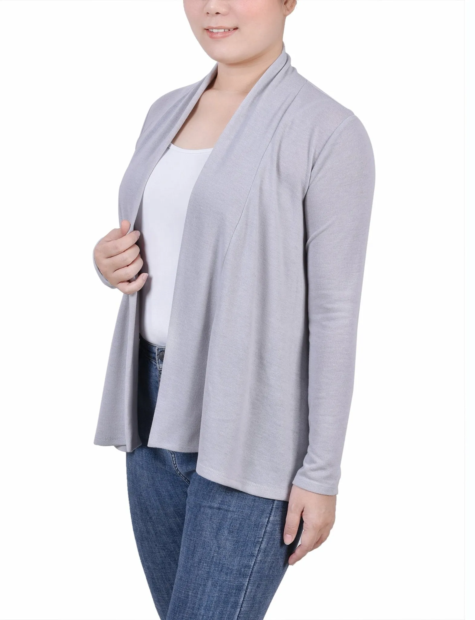 Light Grey Long Sleeve Swing Cardigan sold by Dress Barn product image thumbnail 2