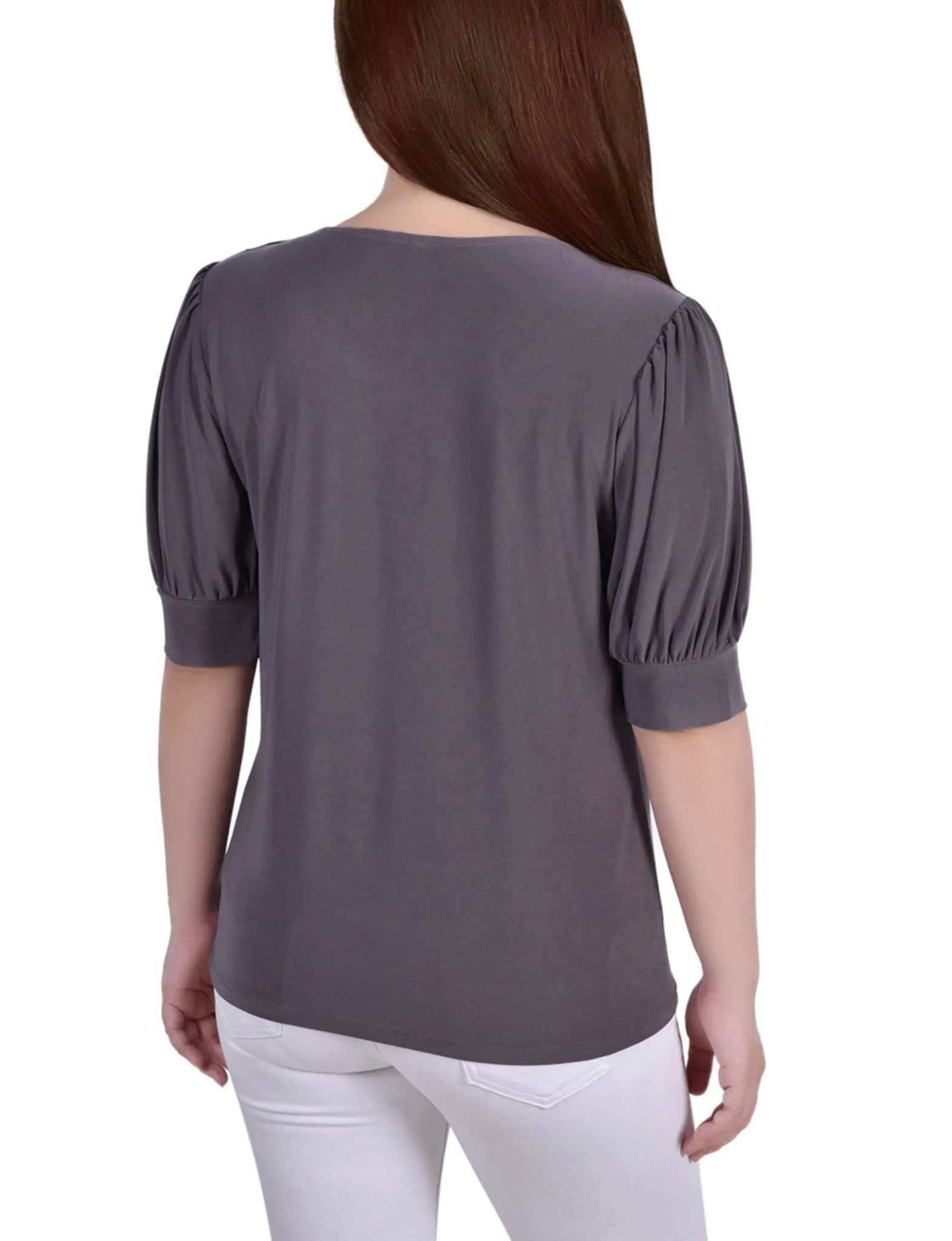 Charcoal Short Sleeve Balloon Sleeve Top With Hardware sold by Dress Barn product image thumbnail 4