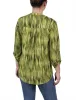Chartreuse 3/4 Sleeve Roll Tab Y Neck Top sold by Dress Barn