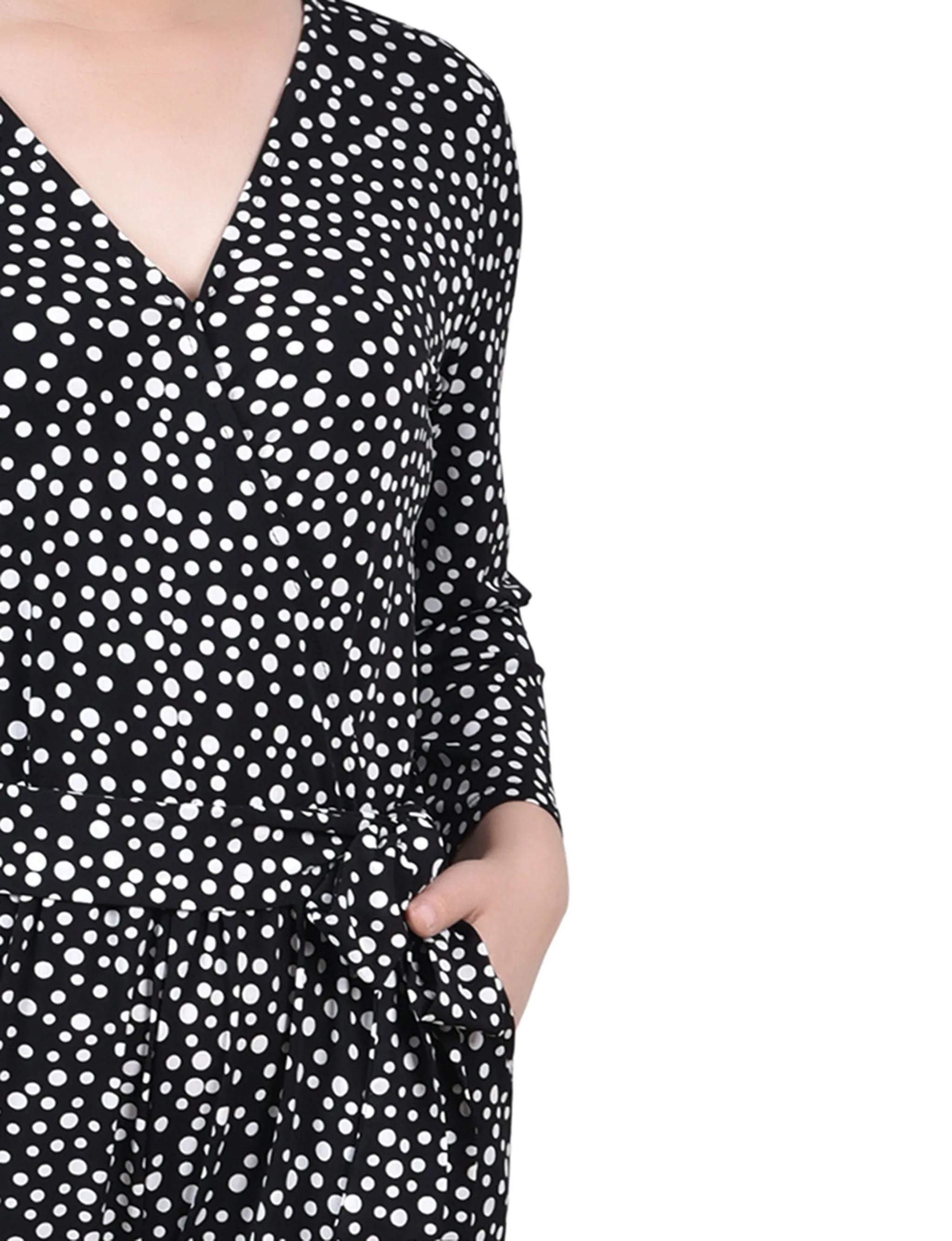 Black Spotted 3/4 Sleeve Belted Jumpsuit sold by Dress Barn product image thumbnail 3