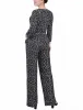 Black Spotted 3/4 Sleeve Belted Jumpsuit sold by Dress Barn