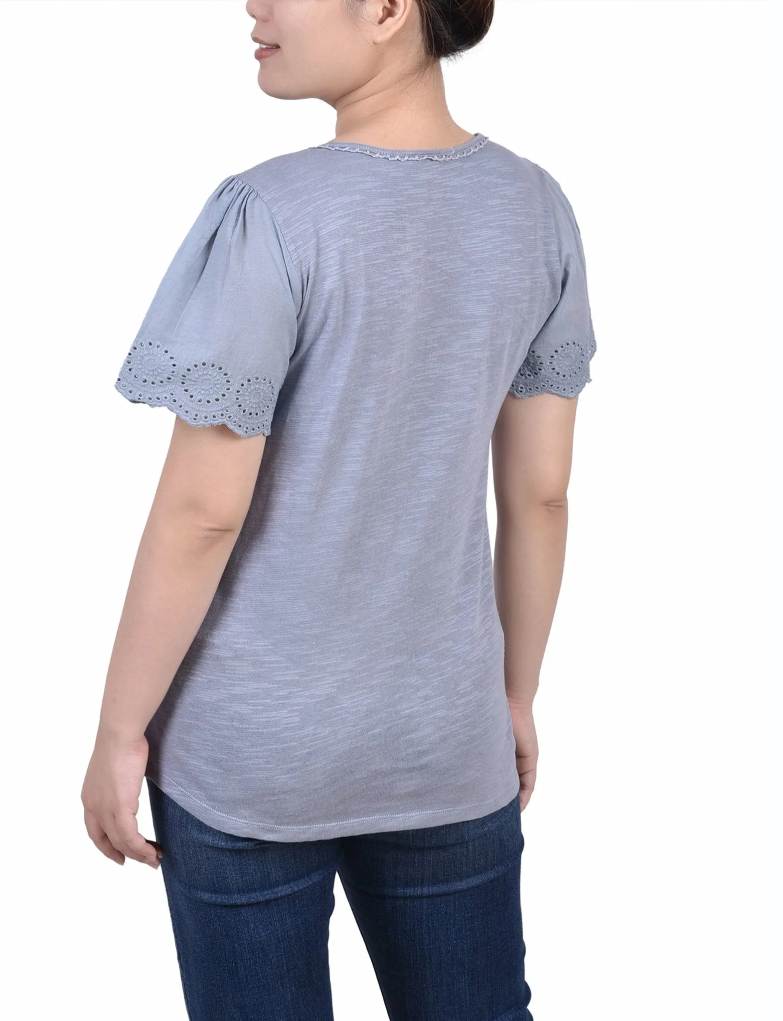 Tradewinds Short Flutter Eyelet Sleeve Pullover sold by Dress Barn product image thumbnail 4