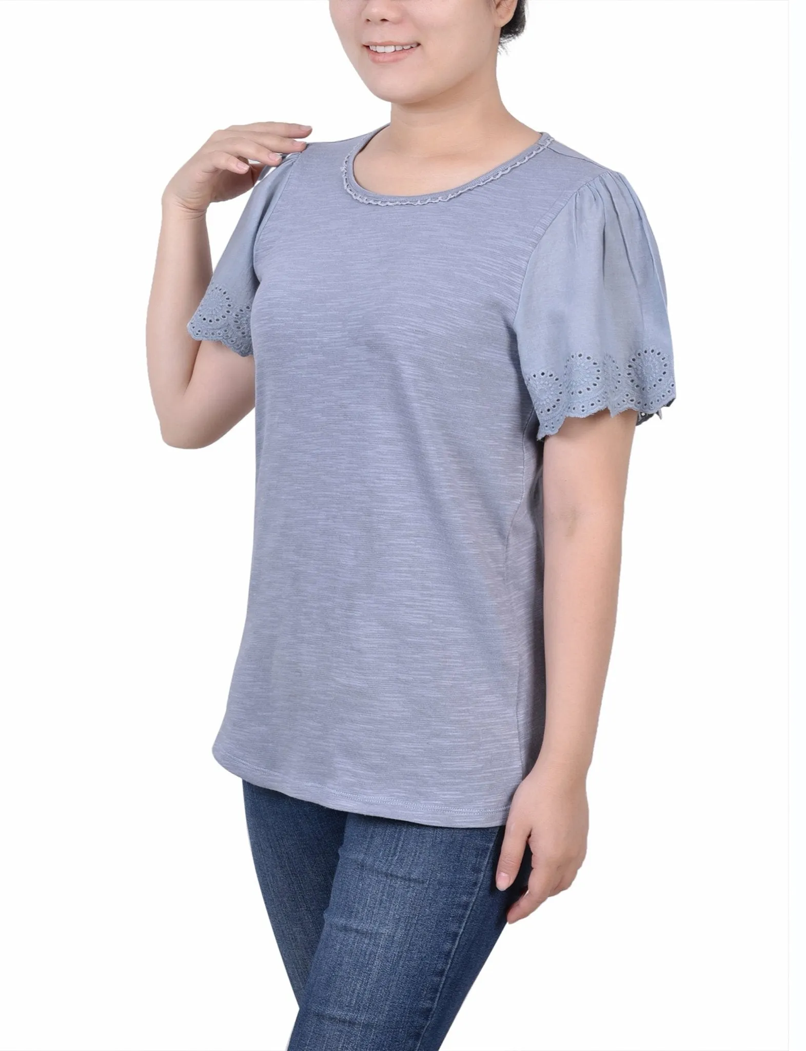 Tradewinds Short Flutter Eyelet Sleeve Pullover sold by Dress Barn product image thumbnail 2