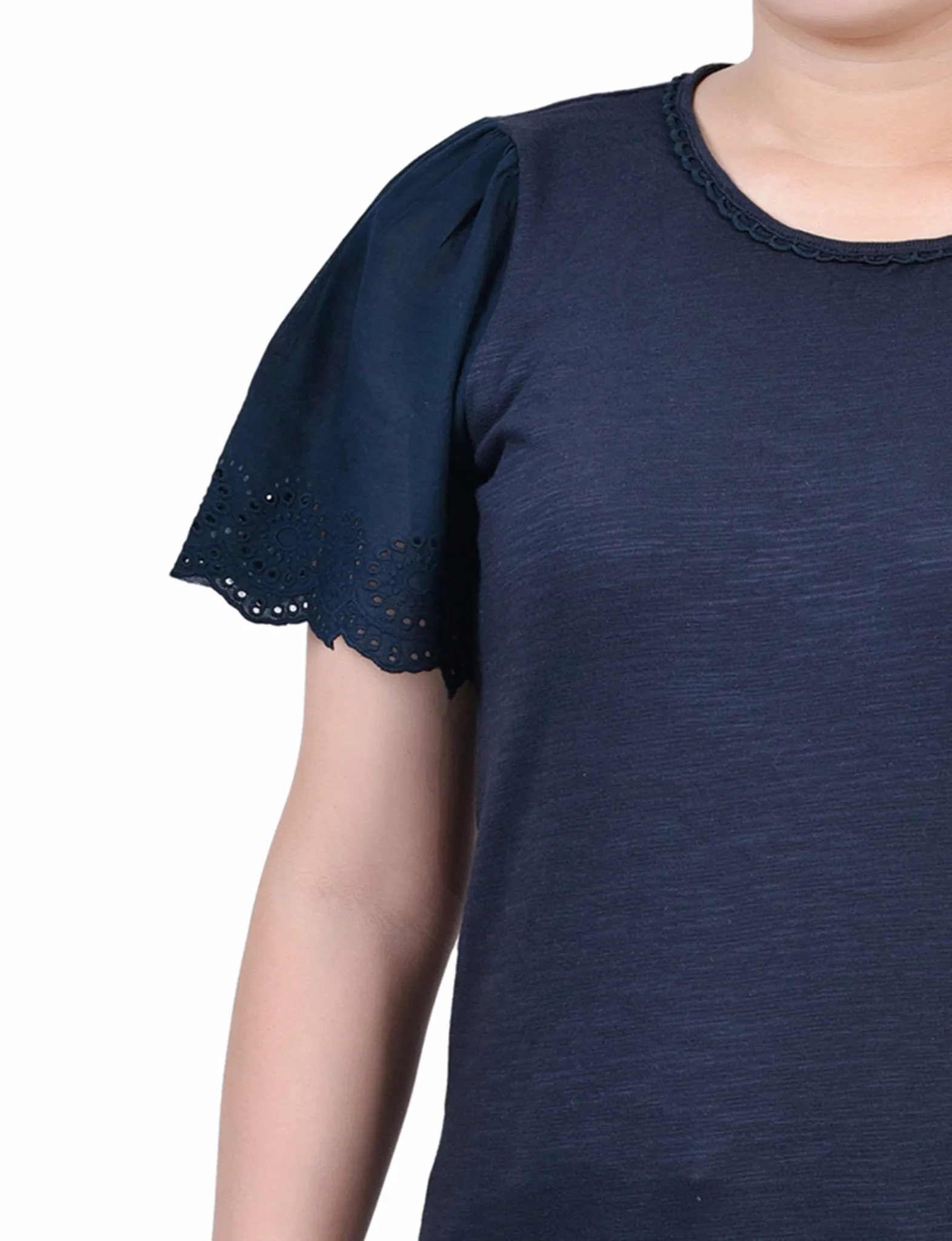 Midnight Navy Short Flutter Eyelet Sleeve Pullover sold by Dress Barn product image thumbnail 3