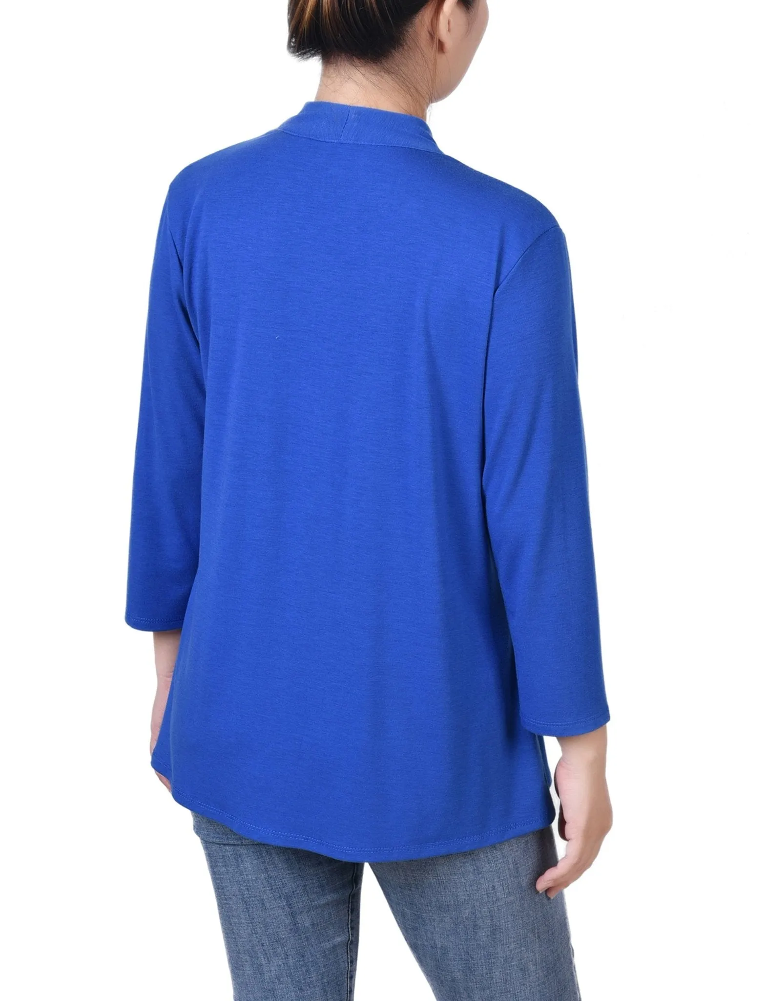 Nautical Blue Solid 3/4 Sleeve Cardigan sold by Dress Barn product image thumbnail 4