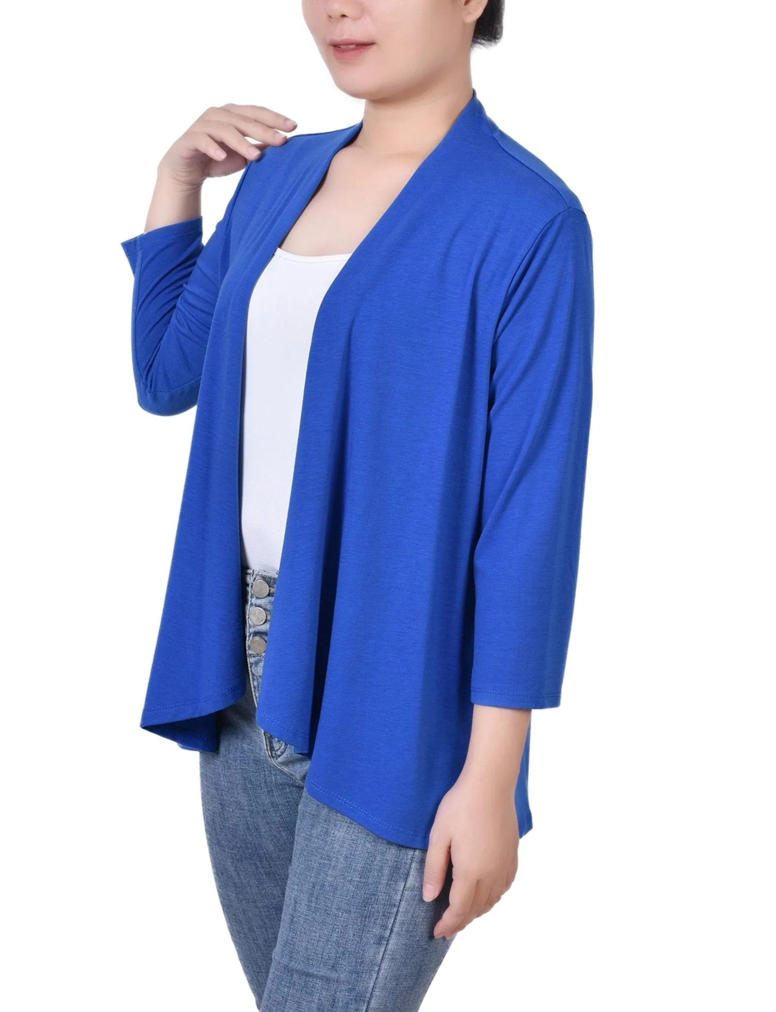 Nautical Blue Solid 3/4 Sleeve Cardigan sold by Dress Barn product image thumbnail 2