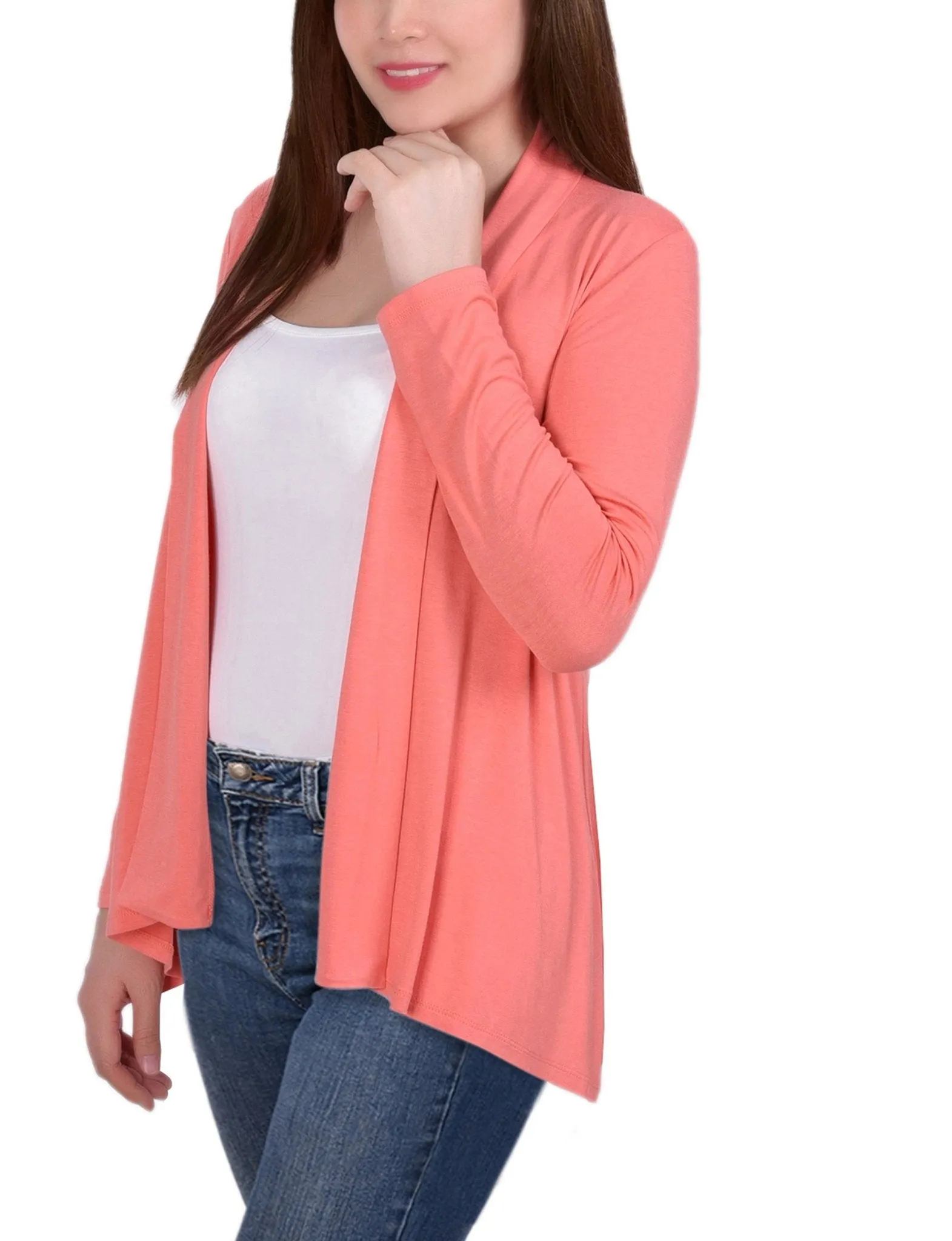 Shell Pink Solid 3/4 Sleeve Cardigan sold by Dress Barn product image thumbnail 2