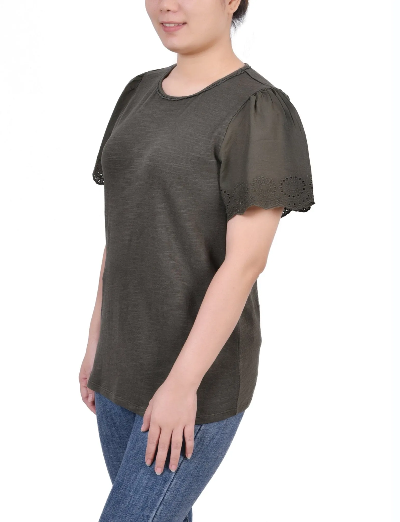 Forest Night Short Flutter Eyelet Sleeve Pullover sold by Dress Barn product image thumbnail 2