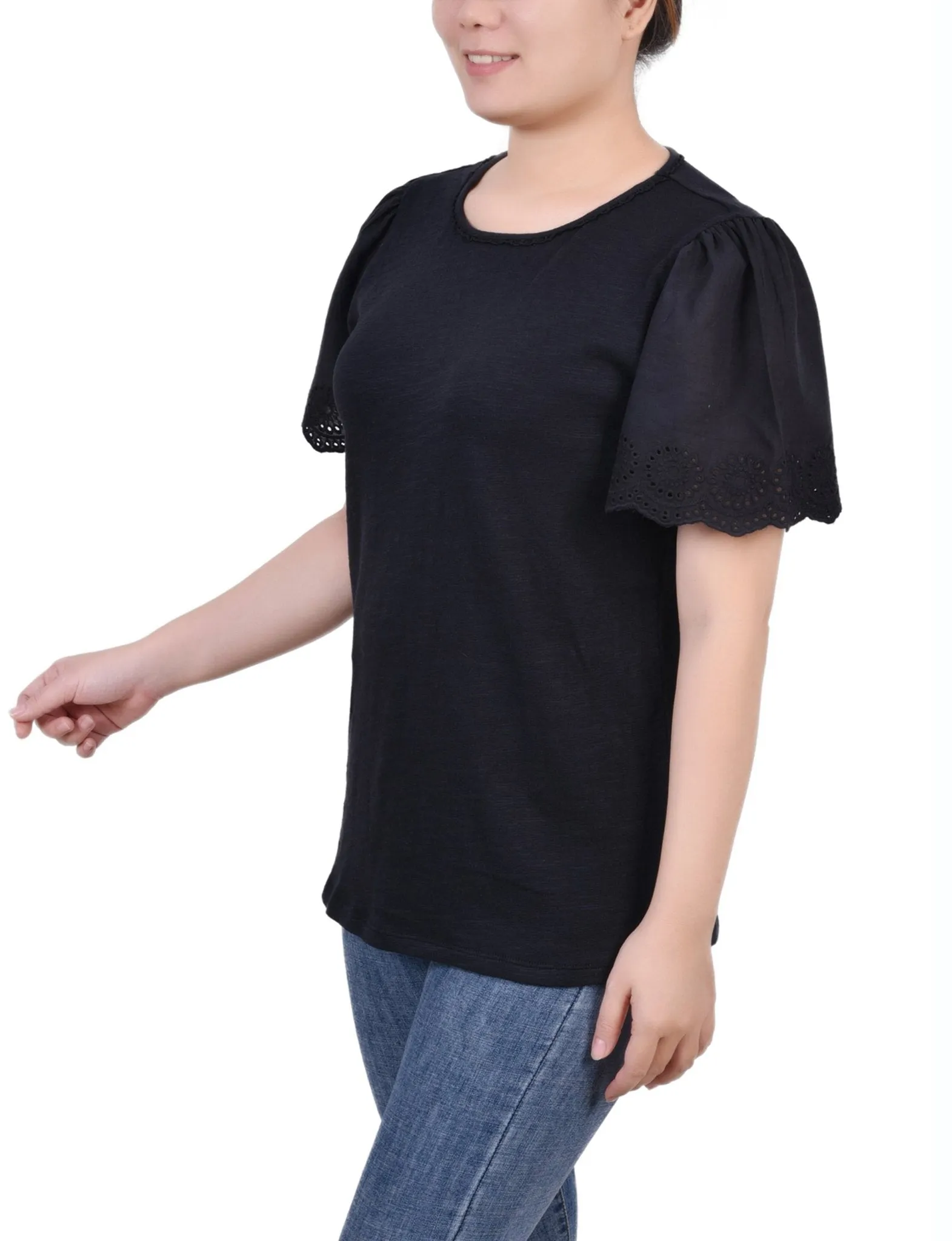 Jet Black Short Flutter Eyelet Sleeve Pullover sold by Dress Barn product image thumbnail 2