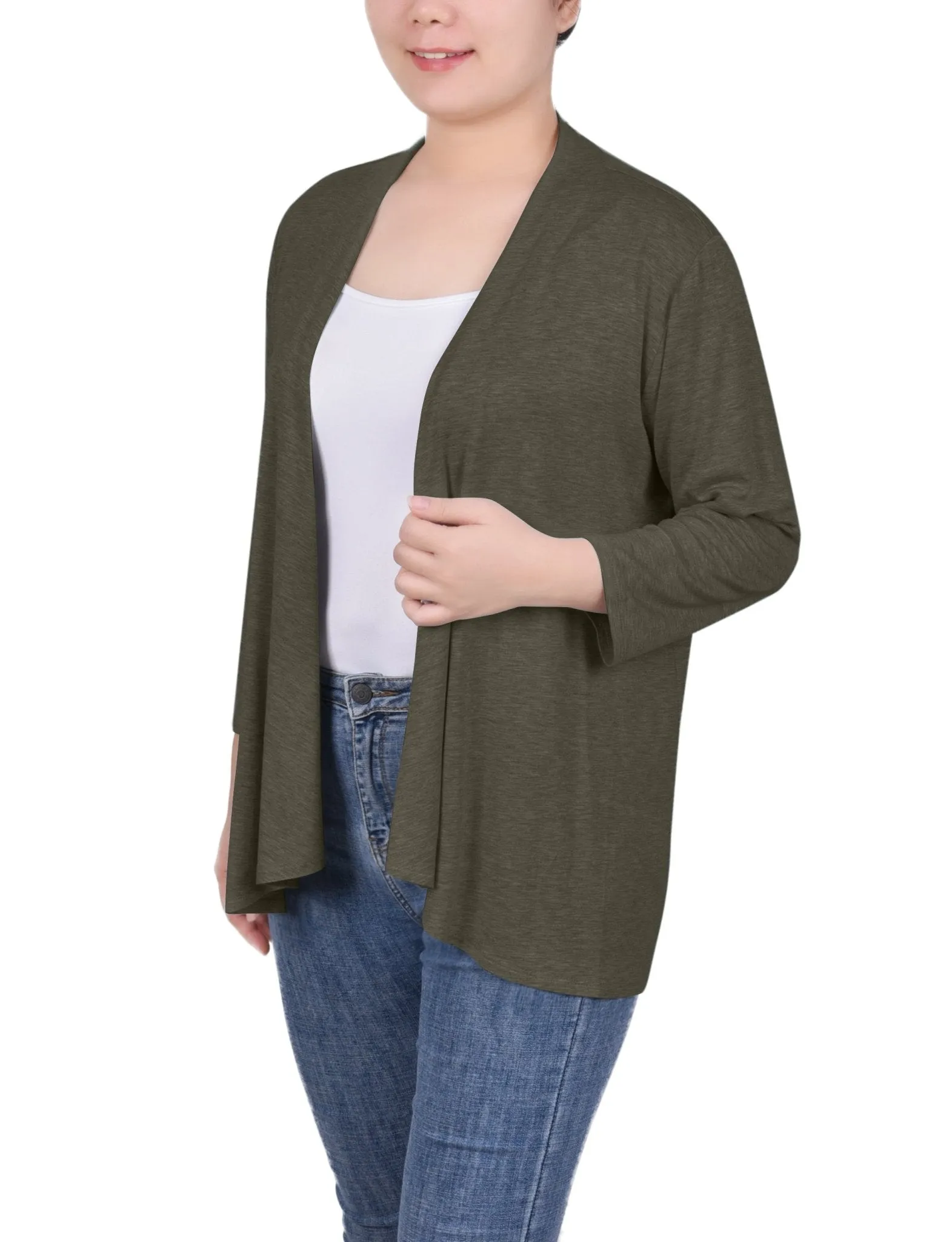 Grape Leaf Solid 3/4 Sleeve Cardigan sold by Dress Barn product image thumbnail 2
