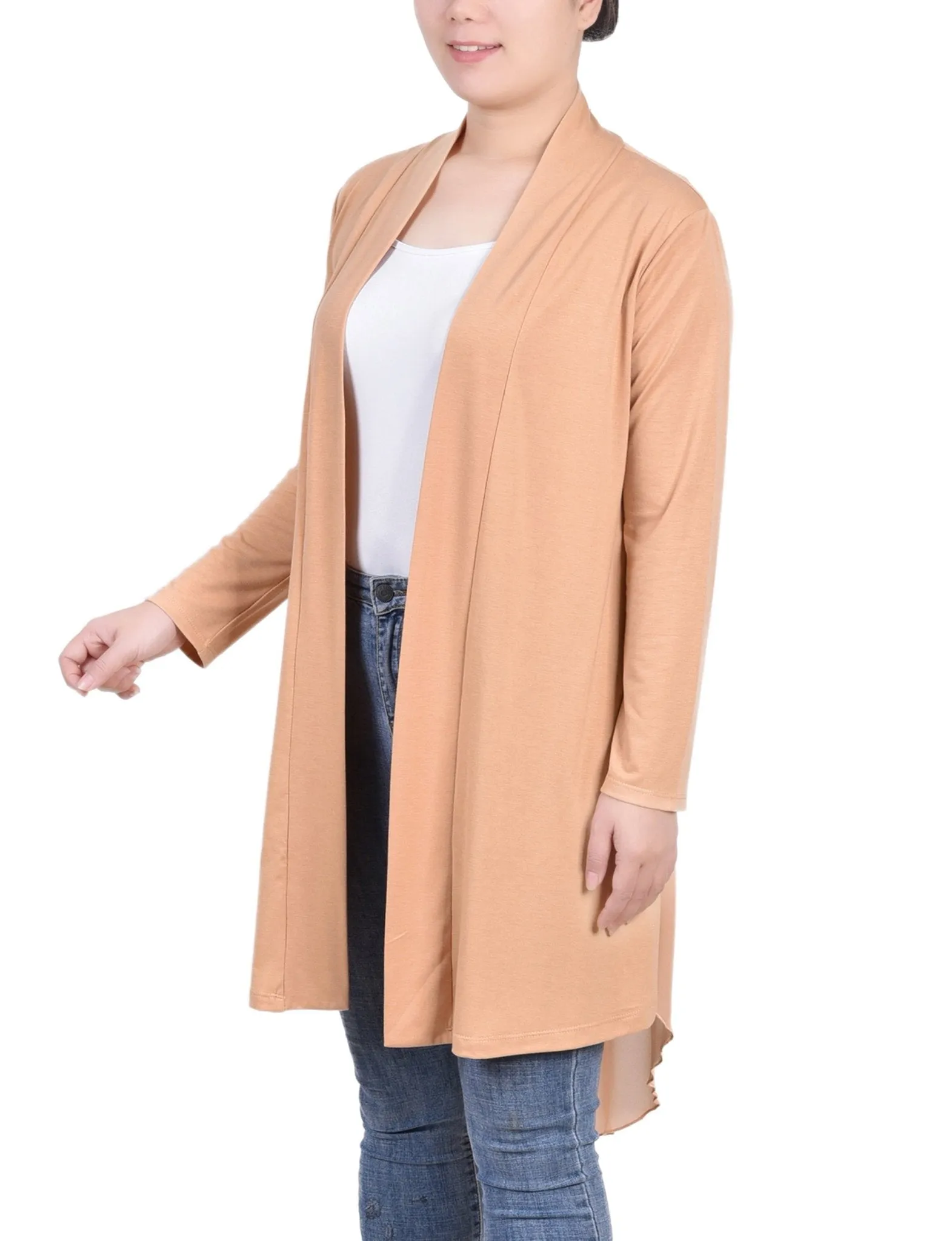 Sand Long Sleeve Knit Cardigan With Chiffon Back sold by Dress Barn product image thumbnail 2