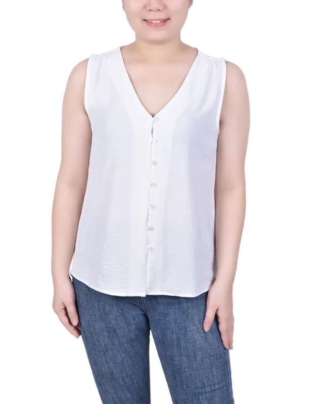 Sleeveless Button Front Blouse - Petite sold by Dress Barn