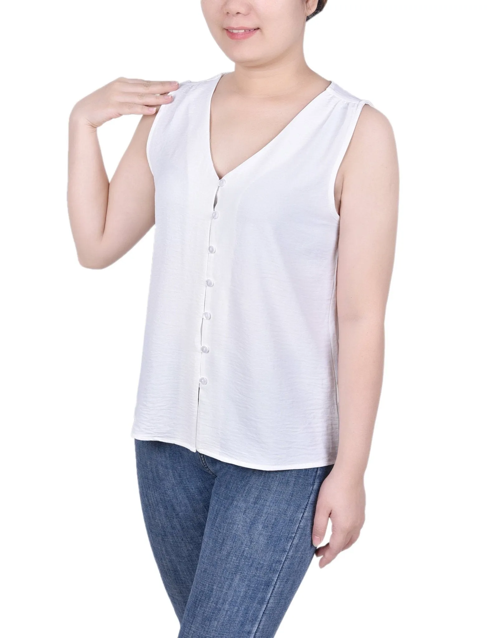 Sleeveless Button Front Blouse - Petite sold by Dress Barn product image thumbnail 2