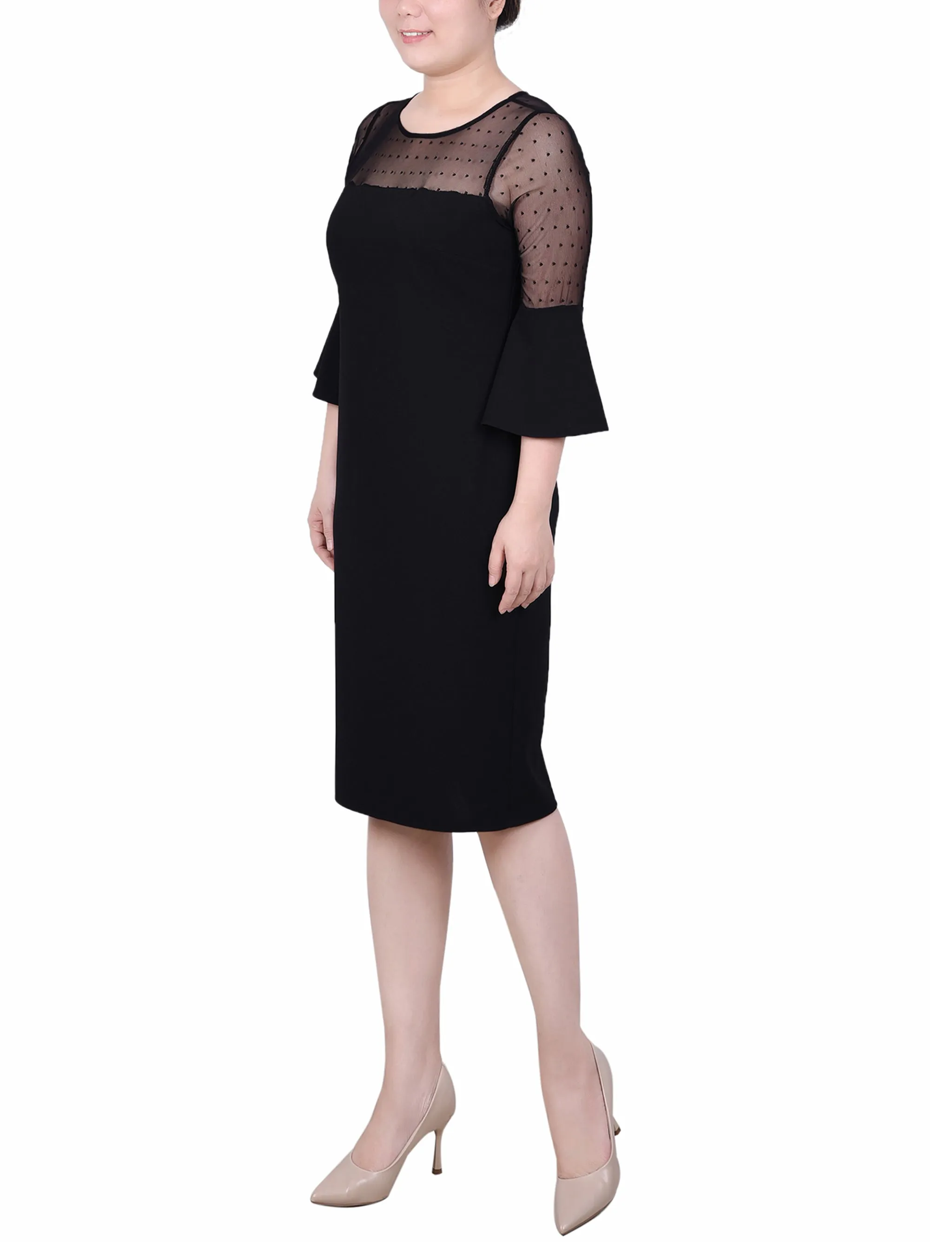 Black Illusion Neck Scuba Dress - Petite sold by Dress Barn product image thumbnail 2