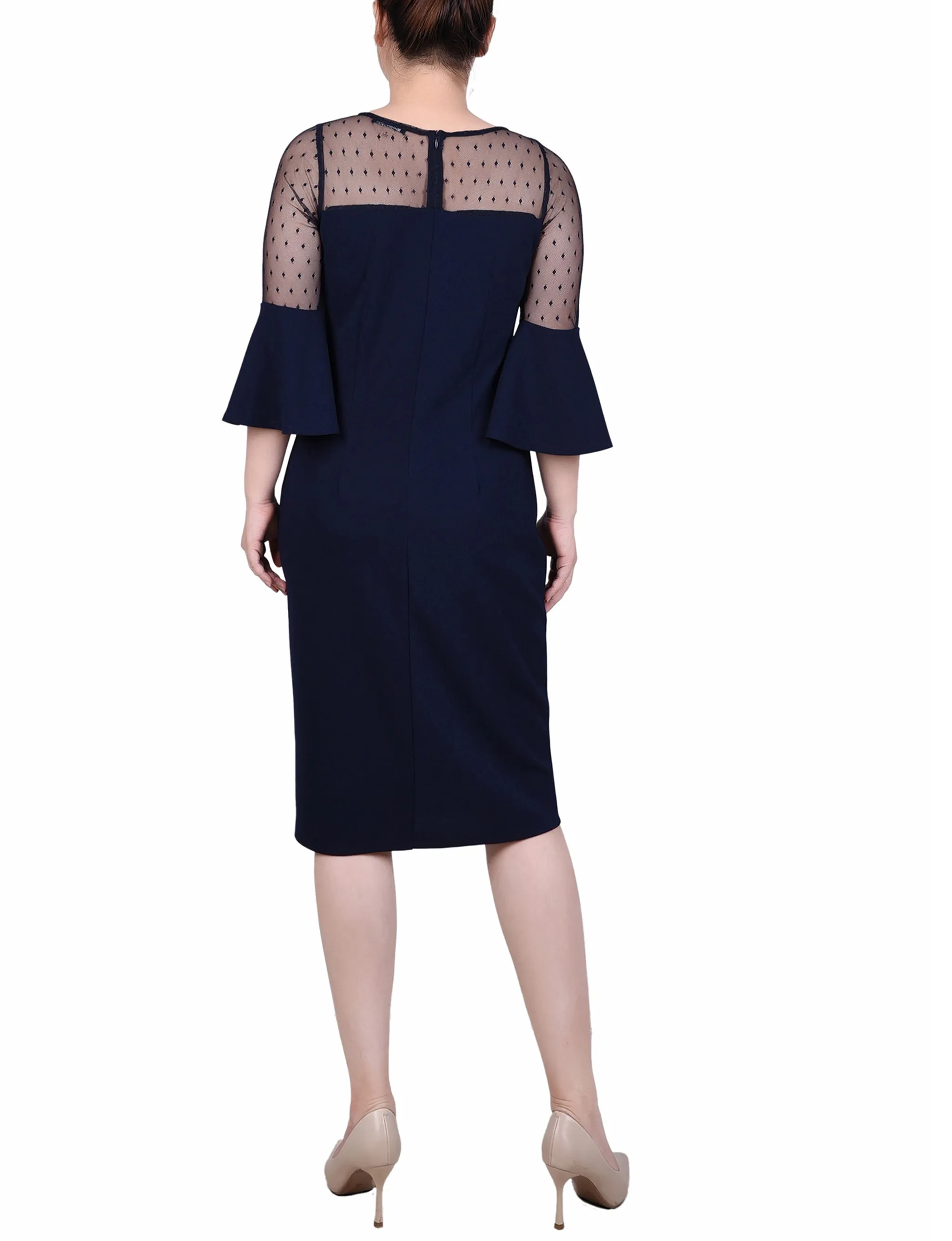 Navy Illusion Neck Scuba Dress - Petite sold by Dress Barn product image thumbnail 3