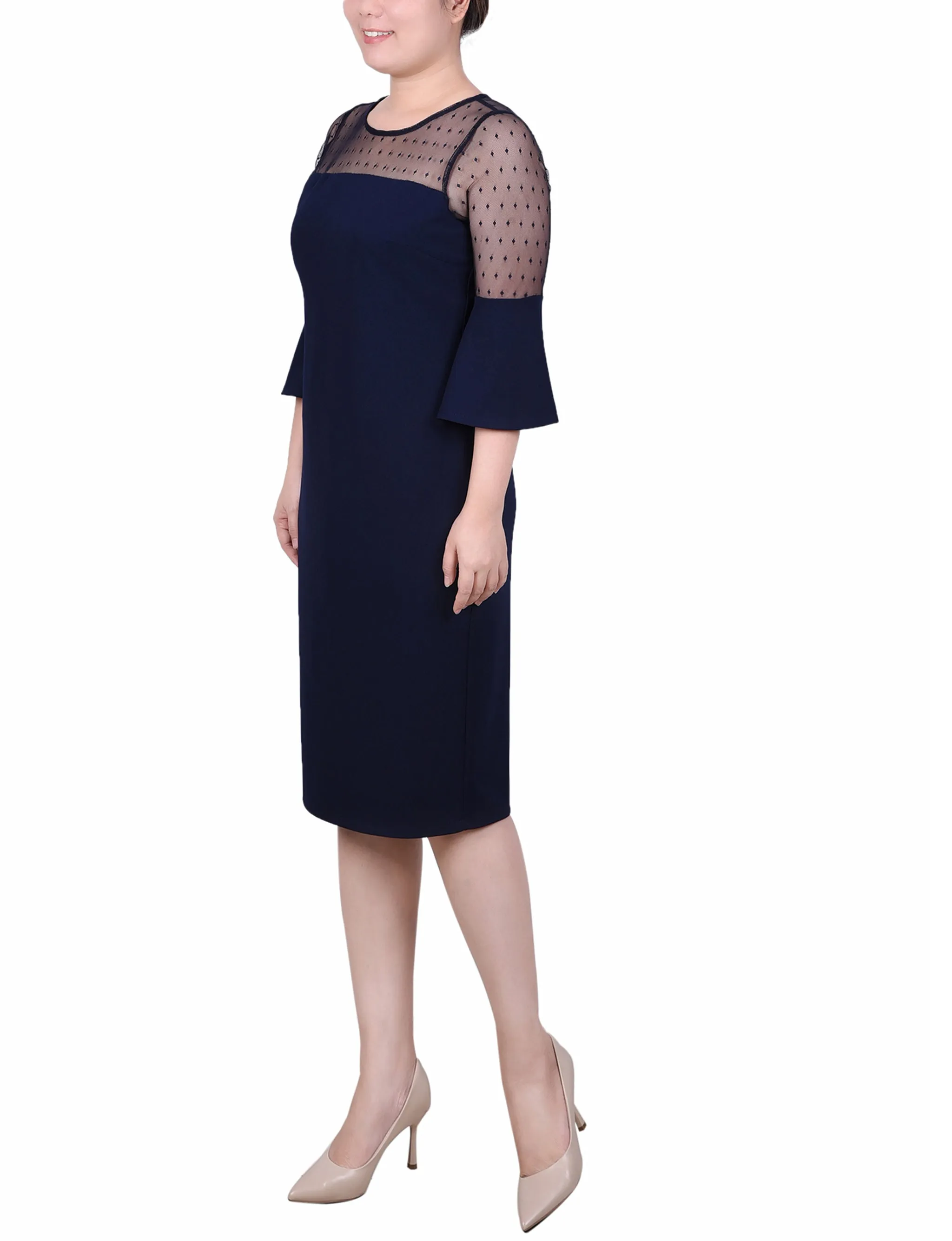 Navy Illusion Neck Scuba Dress - Petite sold by Dress Barn product image thumbnail 2