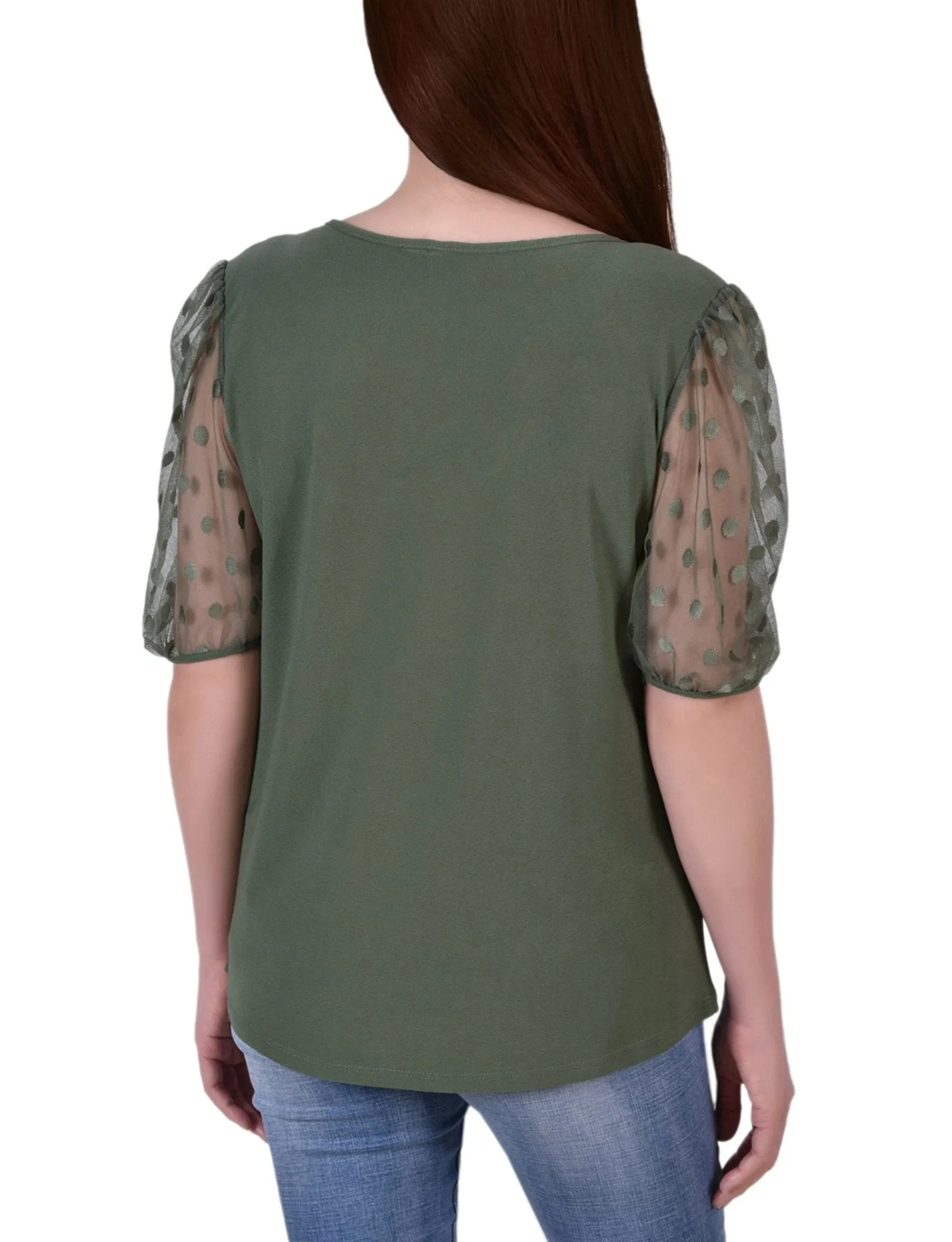 Bronze Green 3/4 Sleeve Blouse With Necklace - Petite sold by Dress Barn product image thumbnail 4