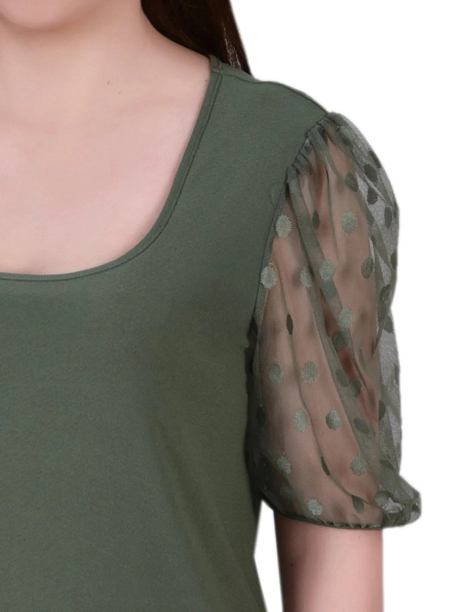 Bronze Green 3/4 Sleeve Blouse With Necklace - Petite sold by Dress Barn product image thumbnail 3