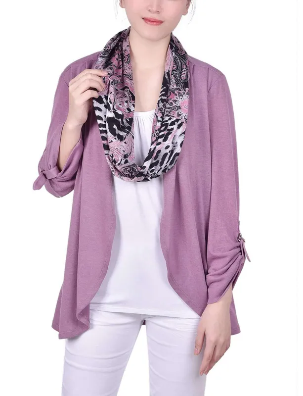 Lilac Dippindotrio 3/4 Sleeve Blouse With Necklace - Petite sold by Dress Barn