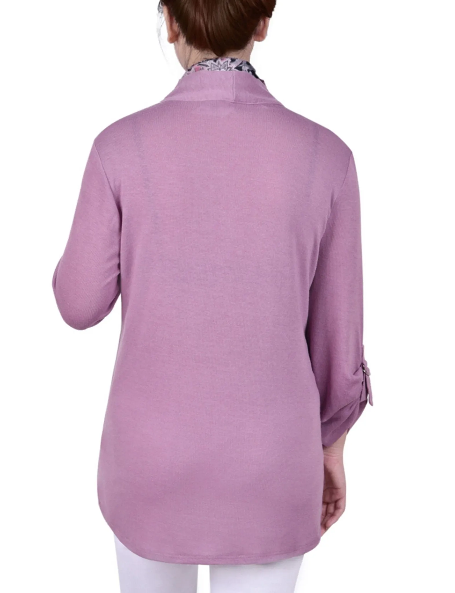 Lilac Dippindotrio 3/4 Sleeve Blouse With Necklace - Petite sold by Dress Barn product image thumbnail 4