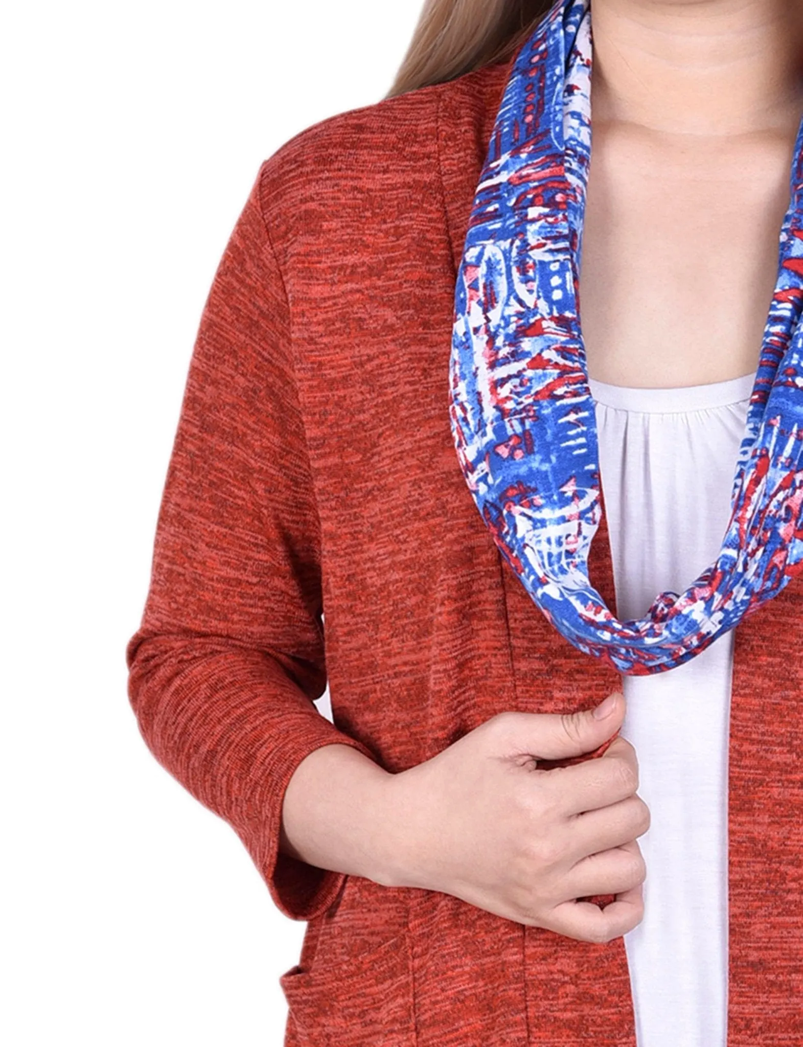 Coral Tropaintrio 3/4 Sleeve Blouse With Necklace - Petite sold by Dress Barn product image thumbnail 3