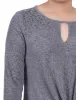 Charcoal Long Sleeve Knit Keyhole Top With Studs - Petite sold by Dress Barn