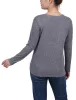 Charcoal Long Sleeve Knit Keyhole Top With Studs - Petite sold by Dress Barn