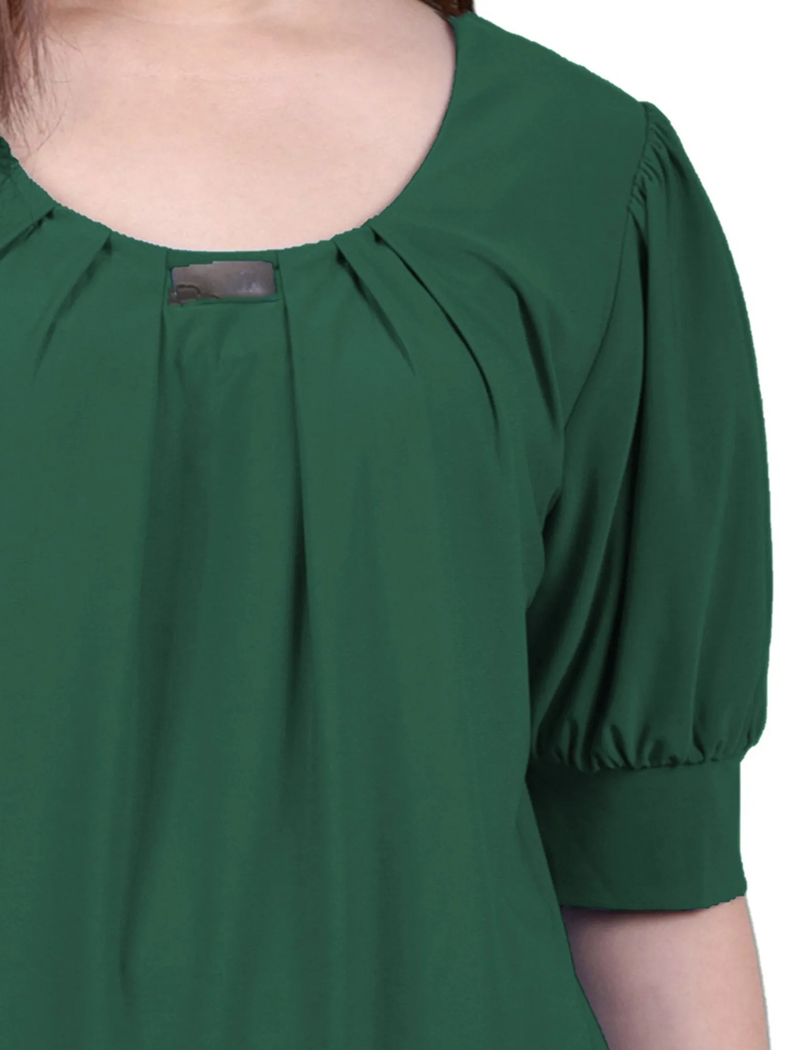 Cadmium Green Short Sleeve Balloon Sleeve Top With Hardware - Petite sold by Dress Barn product image thumbnail 3