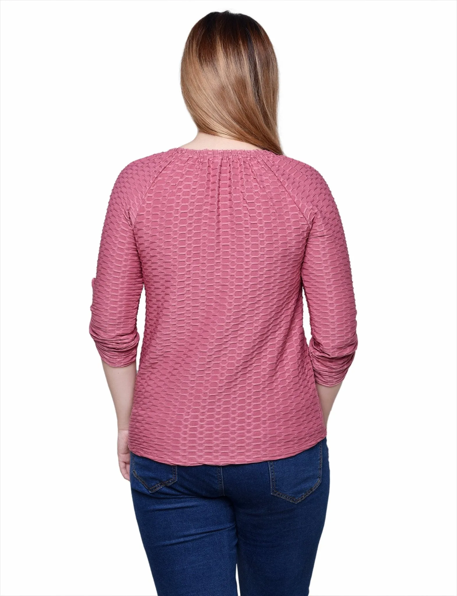 Mauve 3/4 Sleeve Blouse With Necklace - Petite sold by Dress Barn product image thumbnail 4