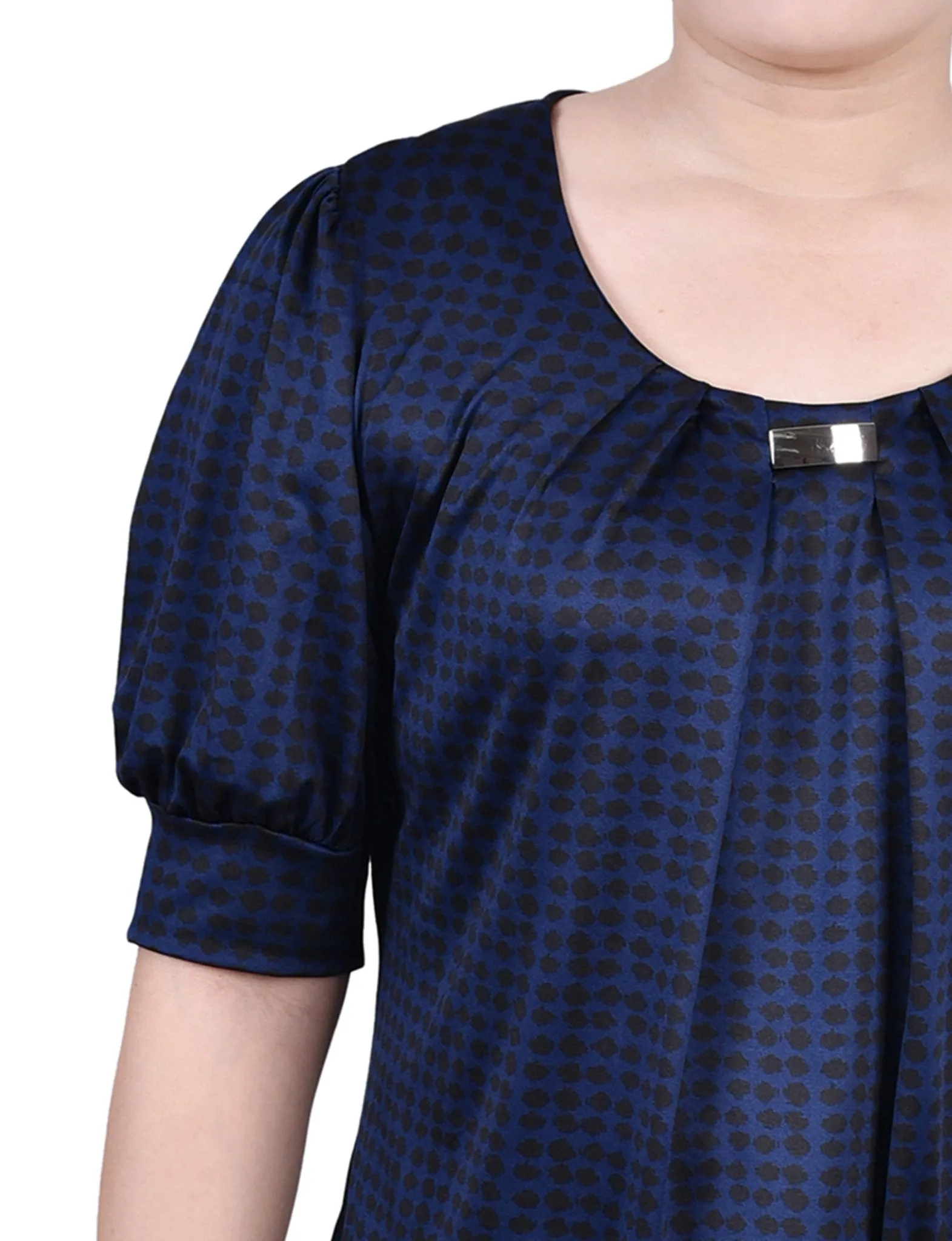 Estate Blue Snowpop Short Sleeve Balloon Sleeve Top - Petite sold by Dress Barn product image thumbnail 3