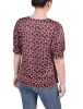Black Wine Zigzag Short Sleeve Balloon Sleeve Top - Petite sold by Dress Barn