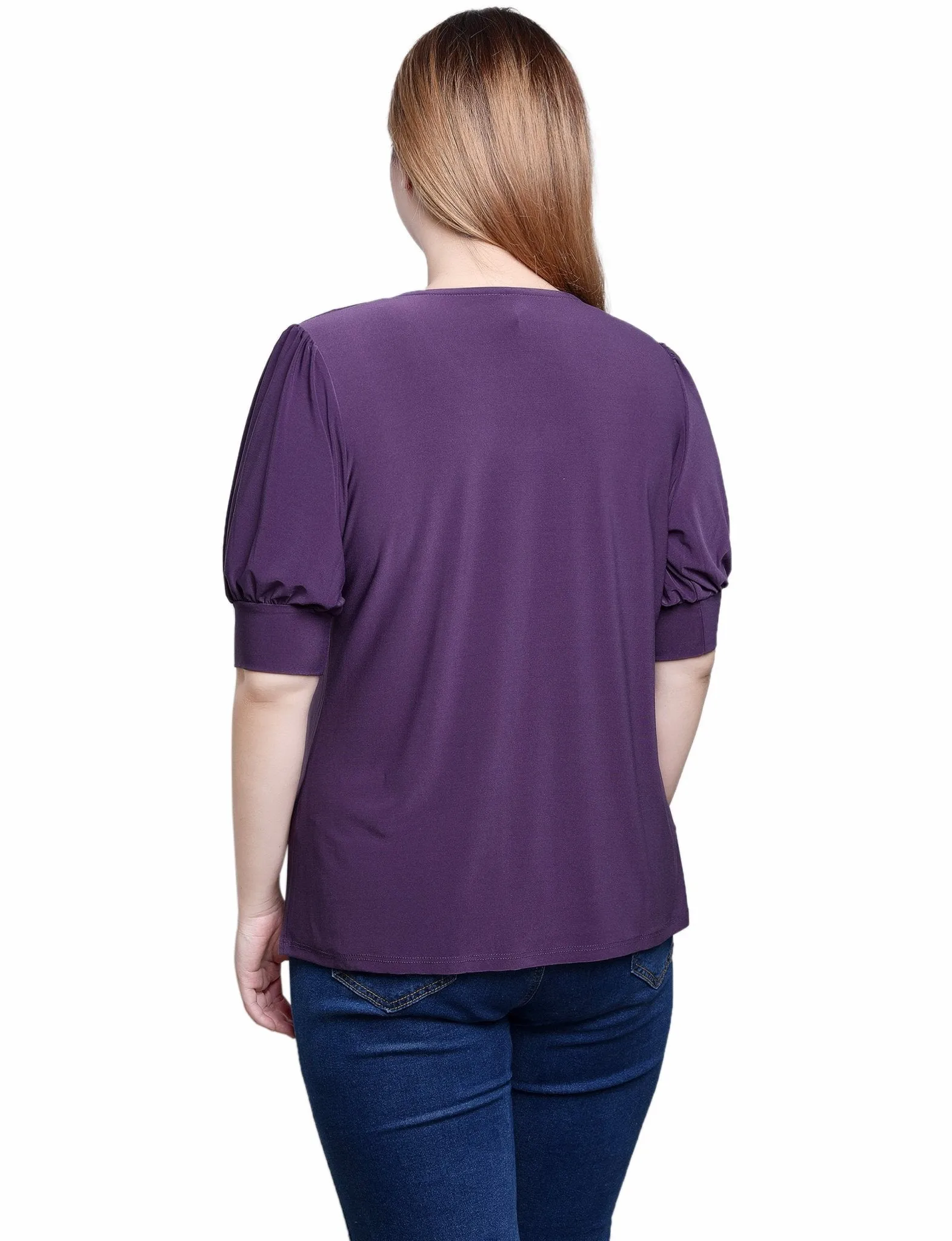 Nightshade Short Sleeve Balloon Sleeve Top With Hardware - Petite sold by Dress Barn product image thumbnail 4