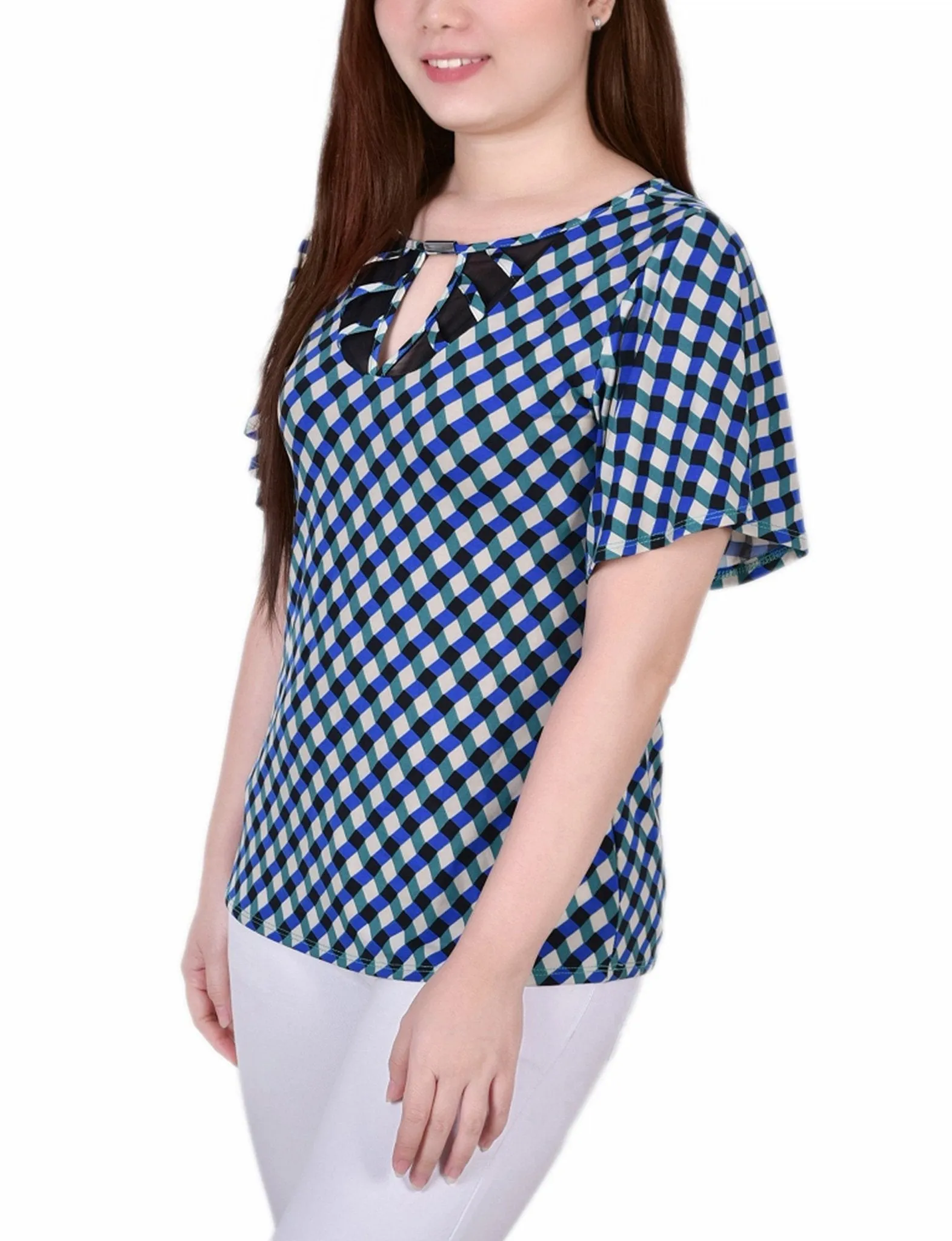 Deep Lake Limoges 3/4 Sleeve Blouse With Necklace - Petite sold by Dress Barn product image thumbnail 2