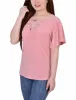 Mellow Rose 3/4 Sleeve Blouse With Necklace - Petite sold by Dress Barn