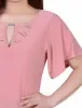 Mellow Rose 3/4 Sleeve Blouse With Necklace - Petite sold by Dress Barn