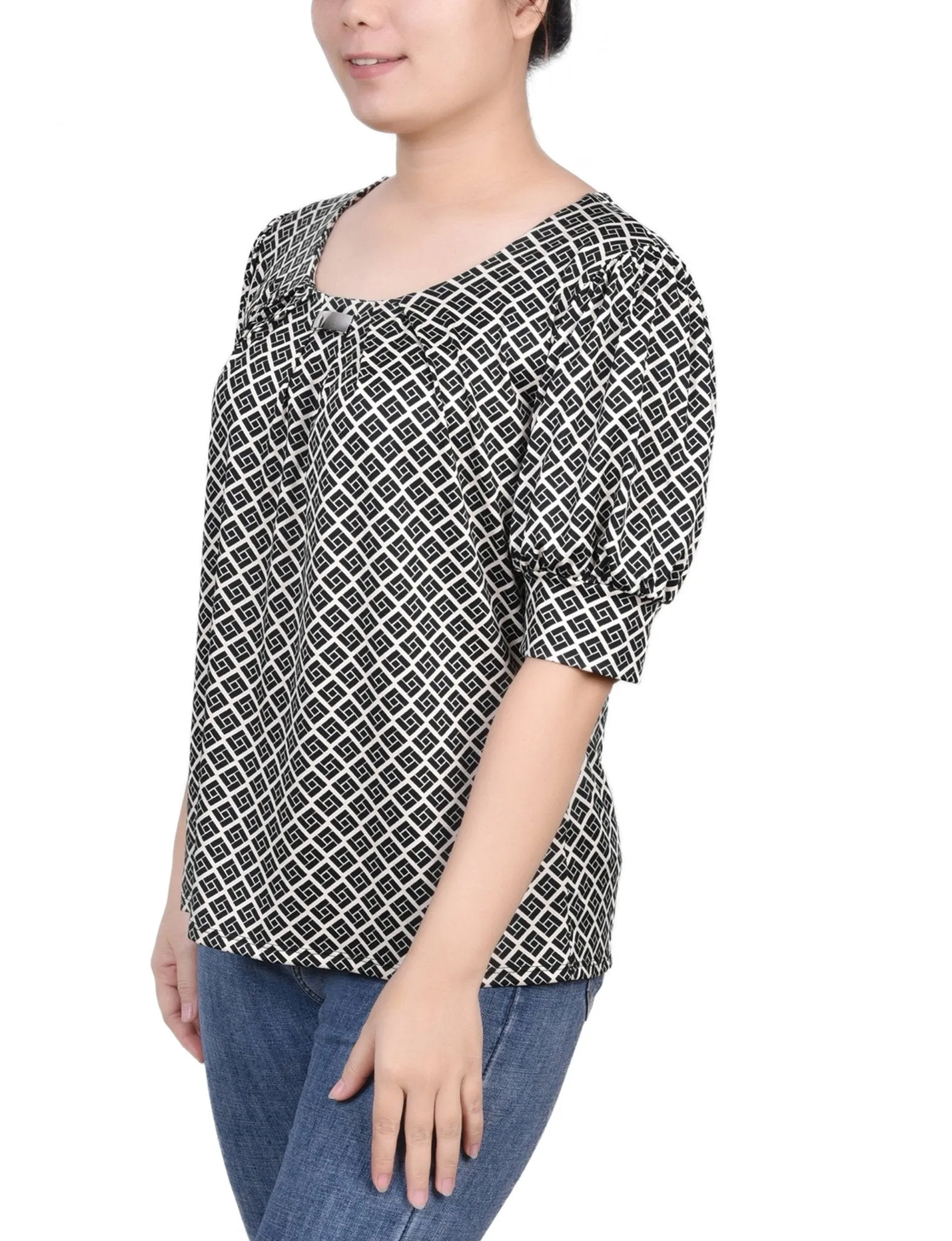 Doeskin Black Allie Short Sleeve Balloon Sleeve Top - Petite sold by Dress Barn product image thumbnail 2
